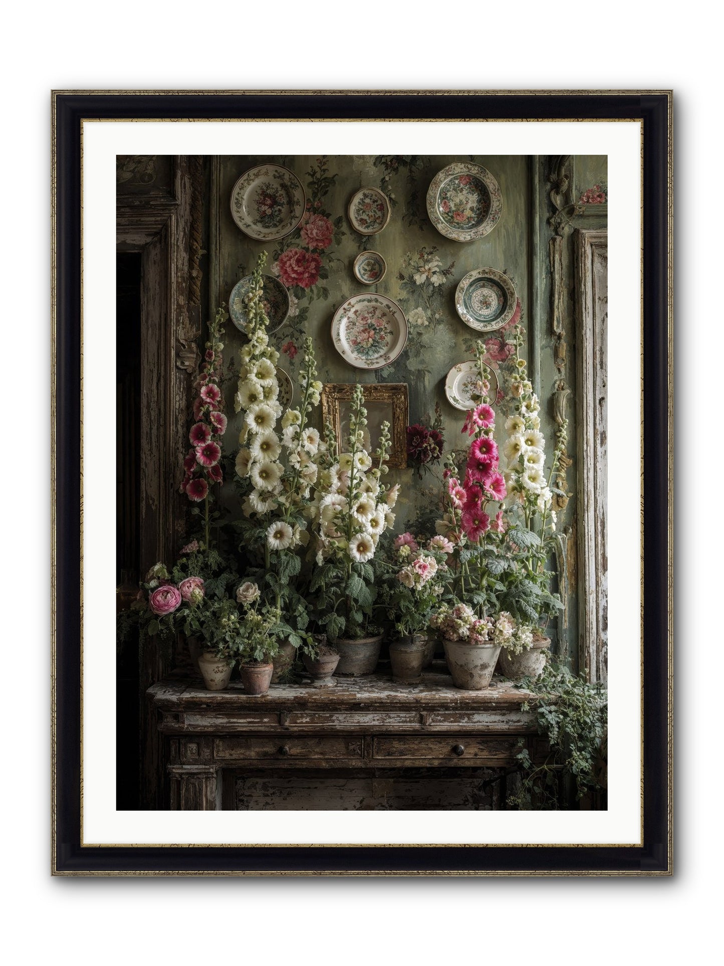 Summerhouse Framed Print - Black & Gold 30x40
