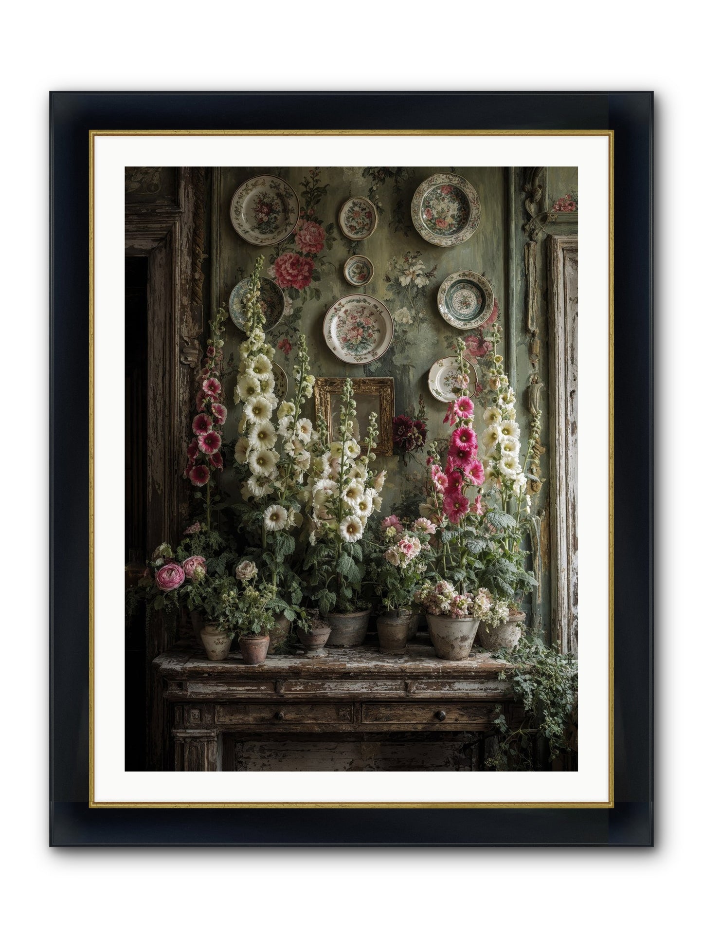 Summerhouse Framed Print - Wide Black w/Gold 30x40
