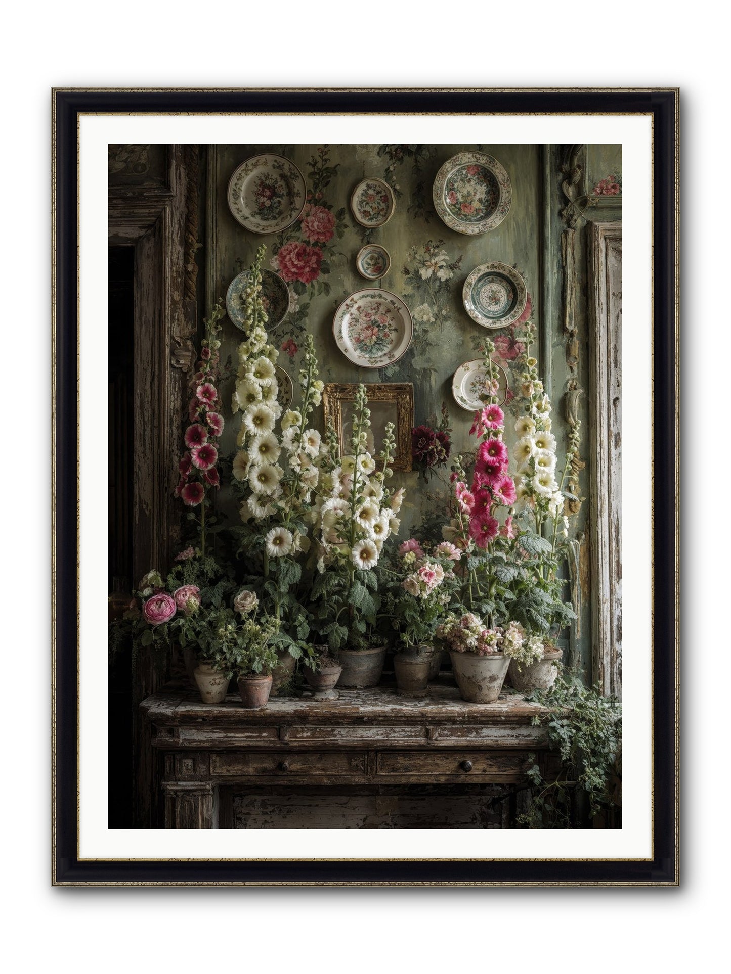 Summerhouse Framed Print - Black & Gold 36x48