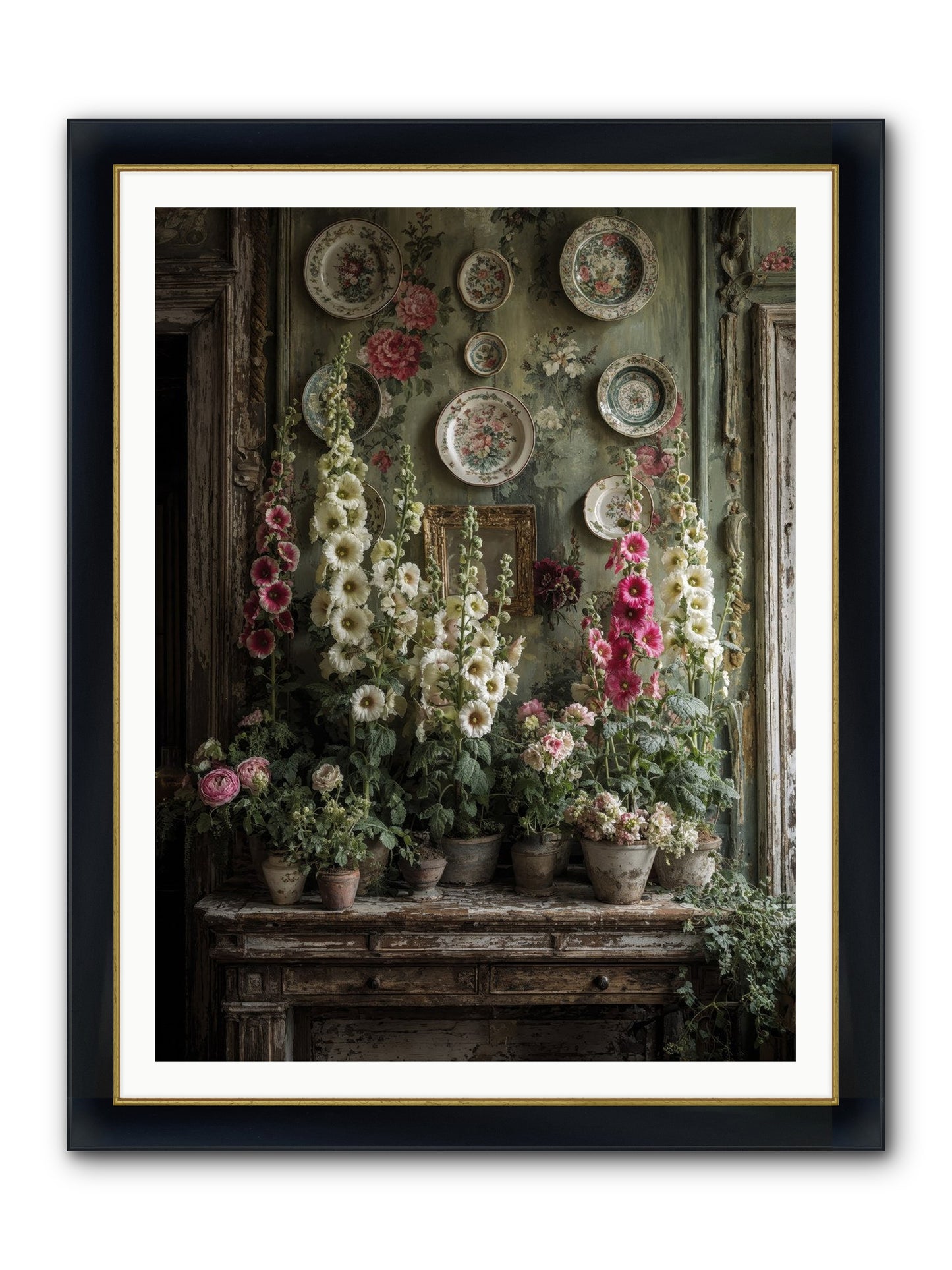 Summerhouse Framed Print - Wide Black w/Gold 36x48