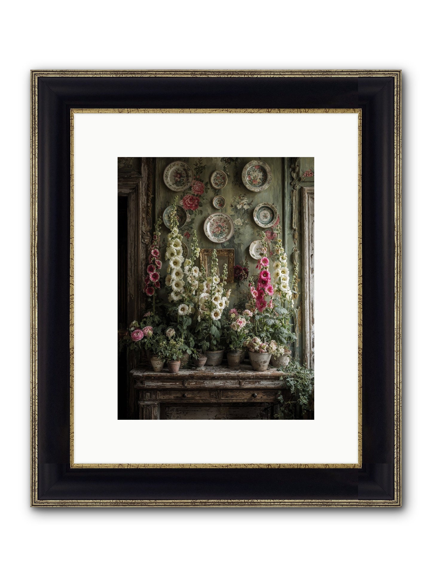 Summerhouse Framed Print - Black & Gold 9x12