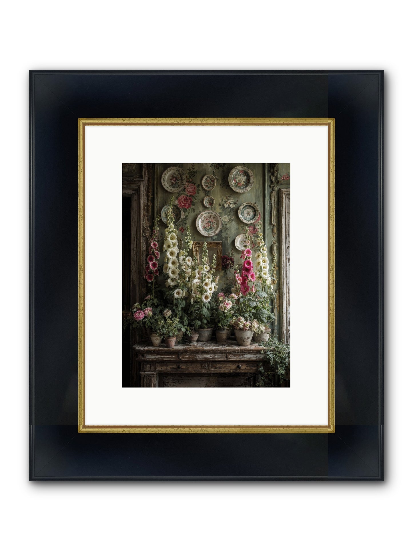 Summerhouse Framed Print - Wide Black w/Gold 9x12