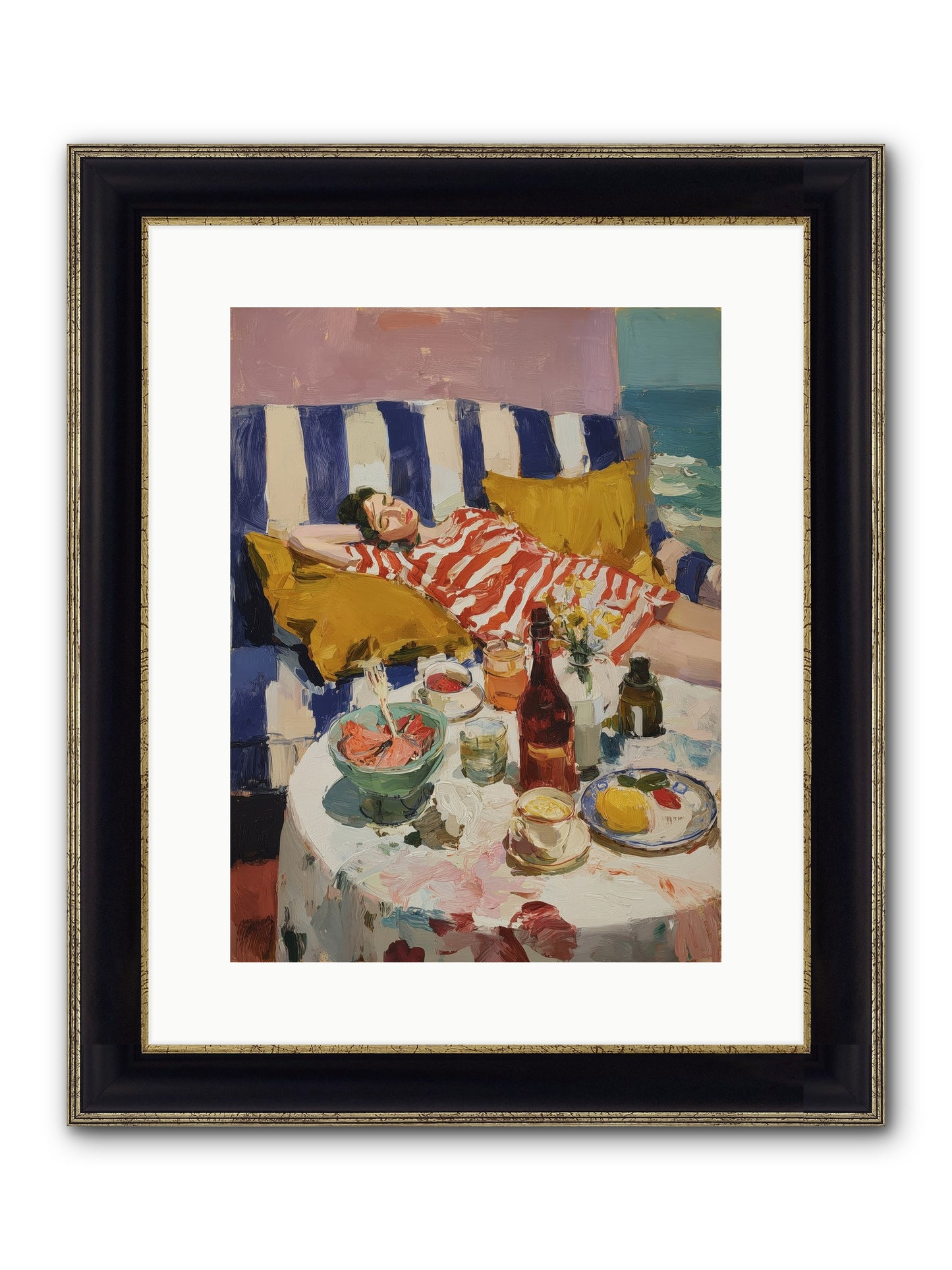 Sun-Kissed Slumber Framed Print - Black & Gold 12x16