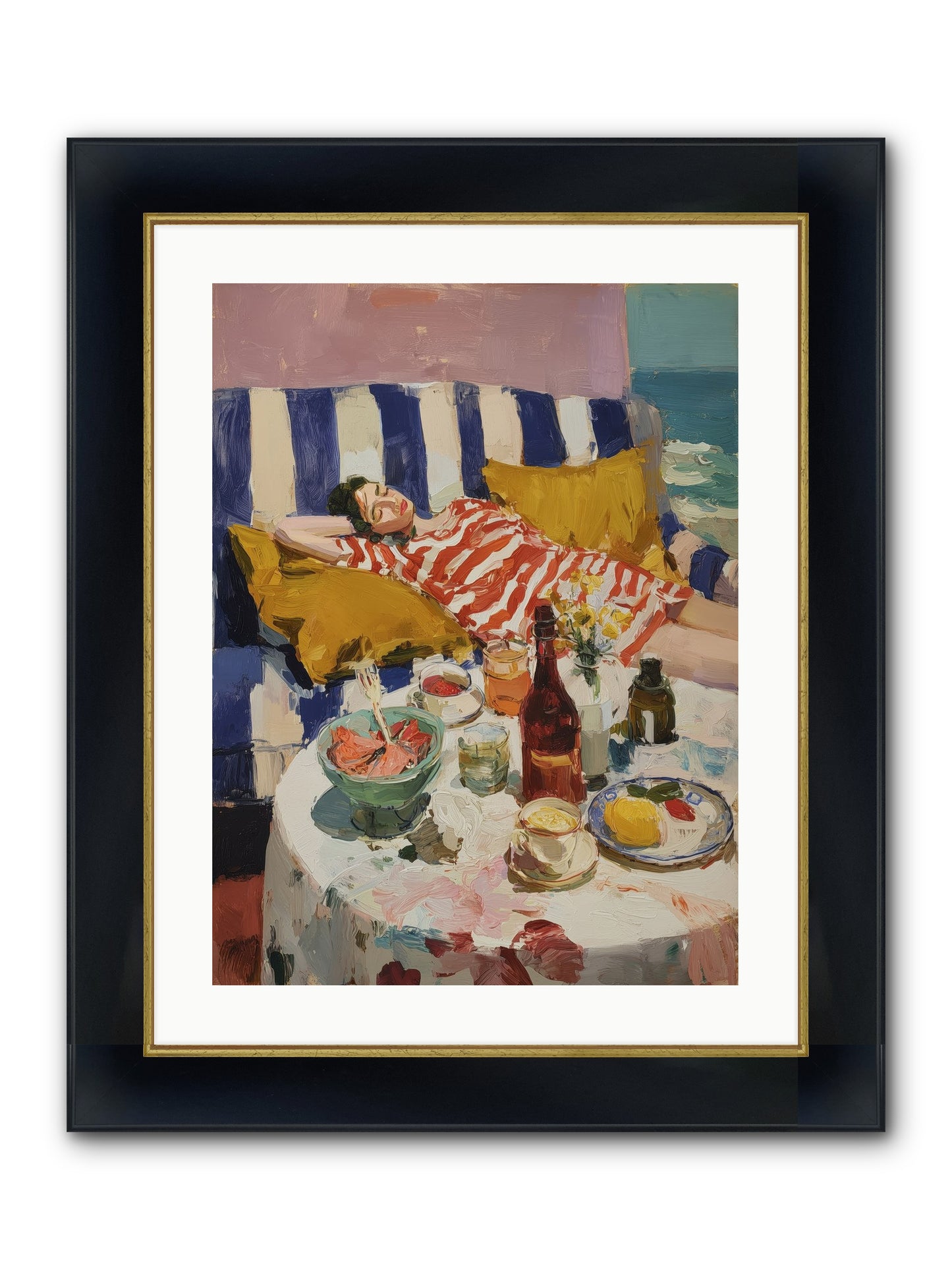 Sun-Kissed Slumber Framed Print - Wide Black w/Gold 18x24