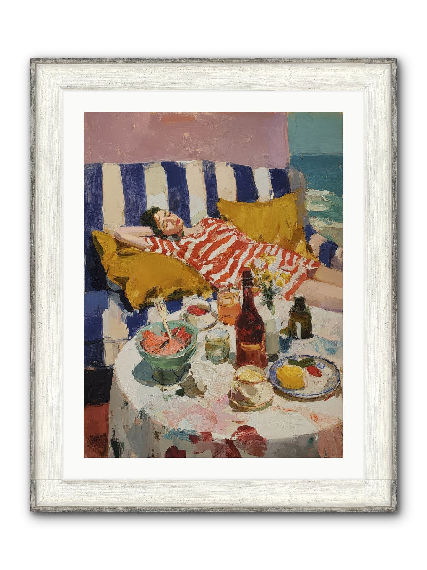 Sun-Kissed Slumber Framed Print - Driftwood White 24x32