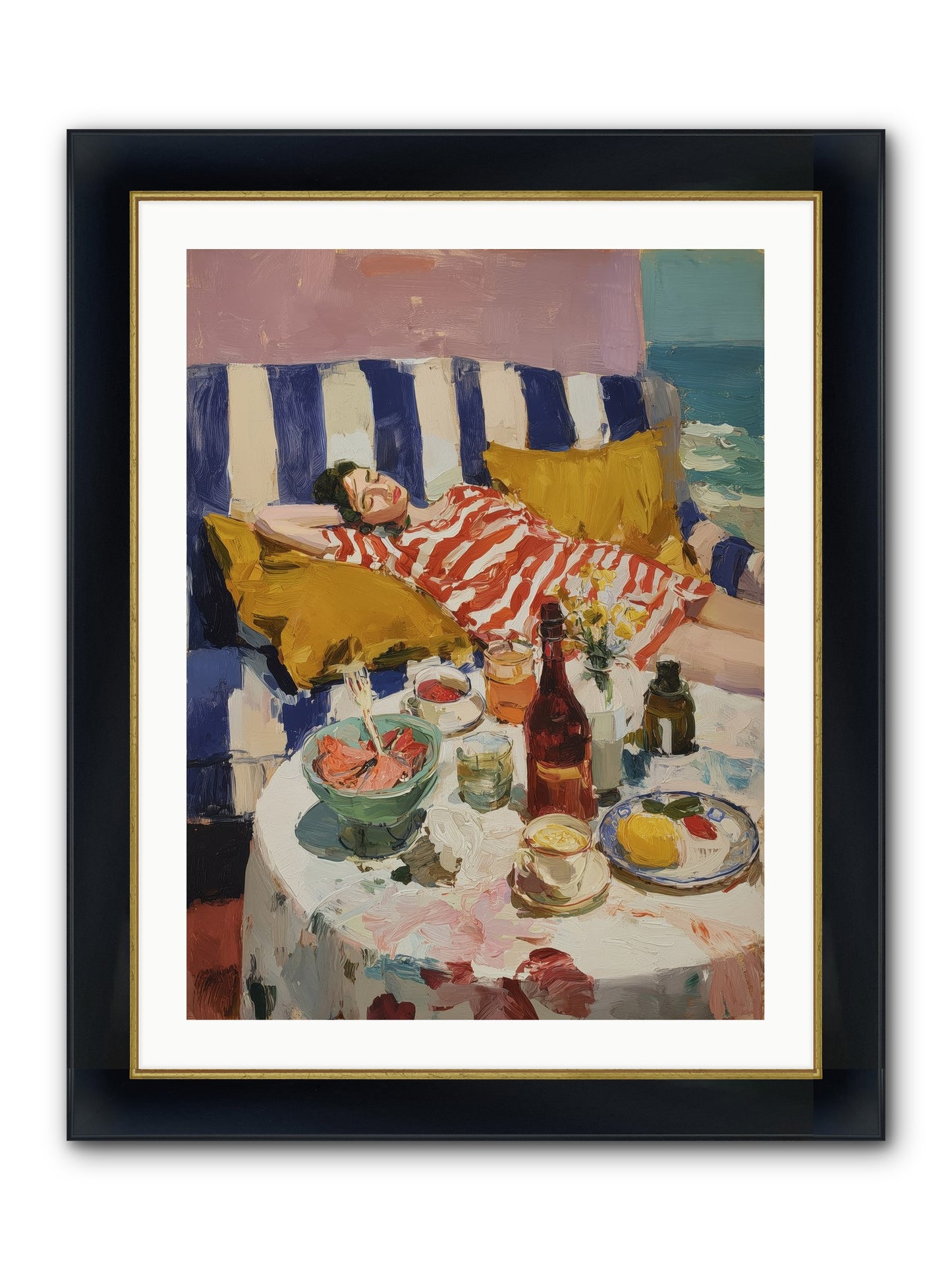 Sun-Kissed Slumber Framed Print - Wide Black w/Gold 24x32