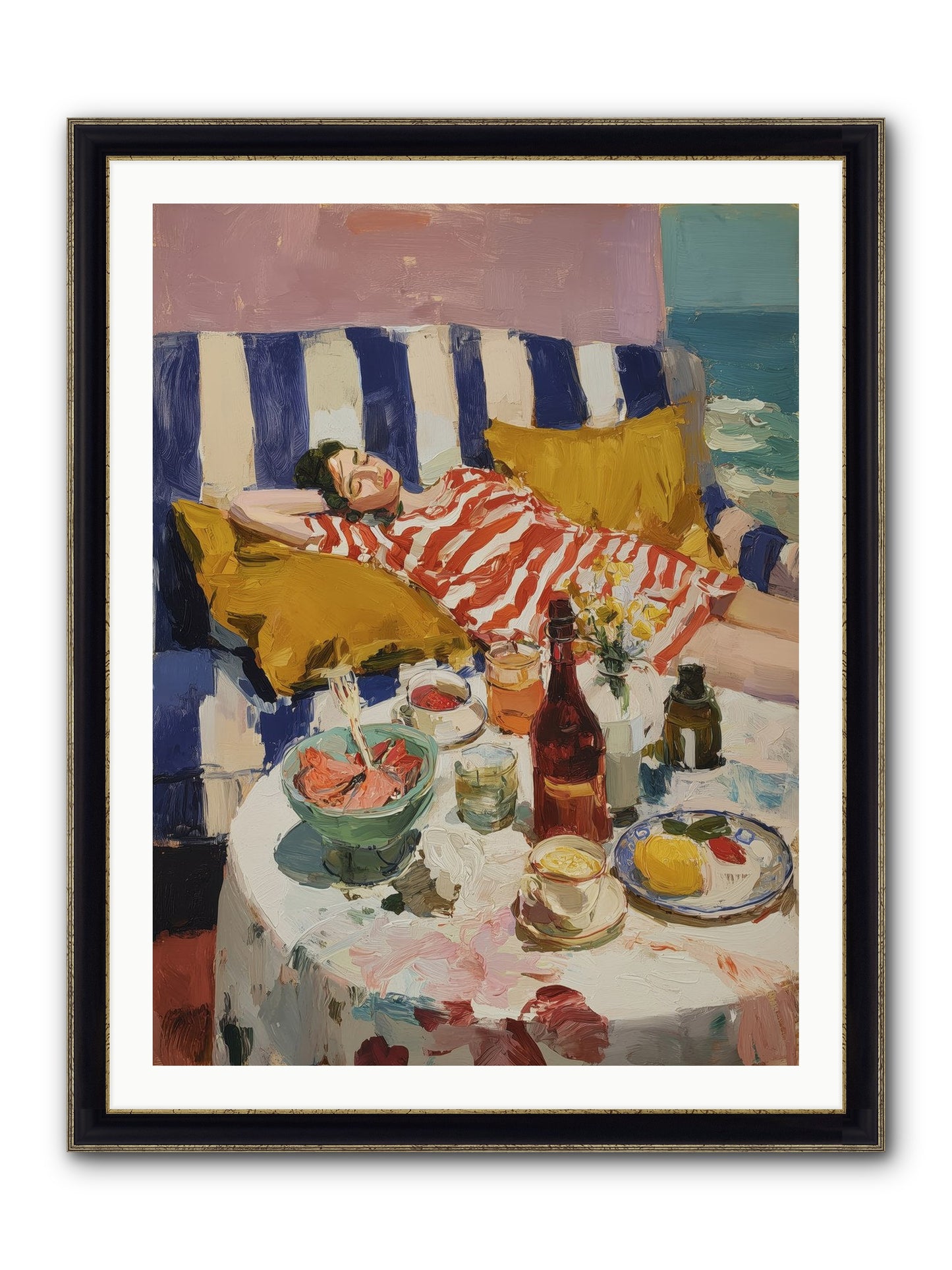 Sun-Kissed Slumber Framed Print - Black & Gold 30x40