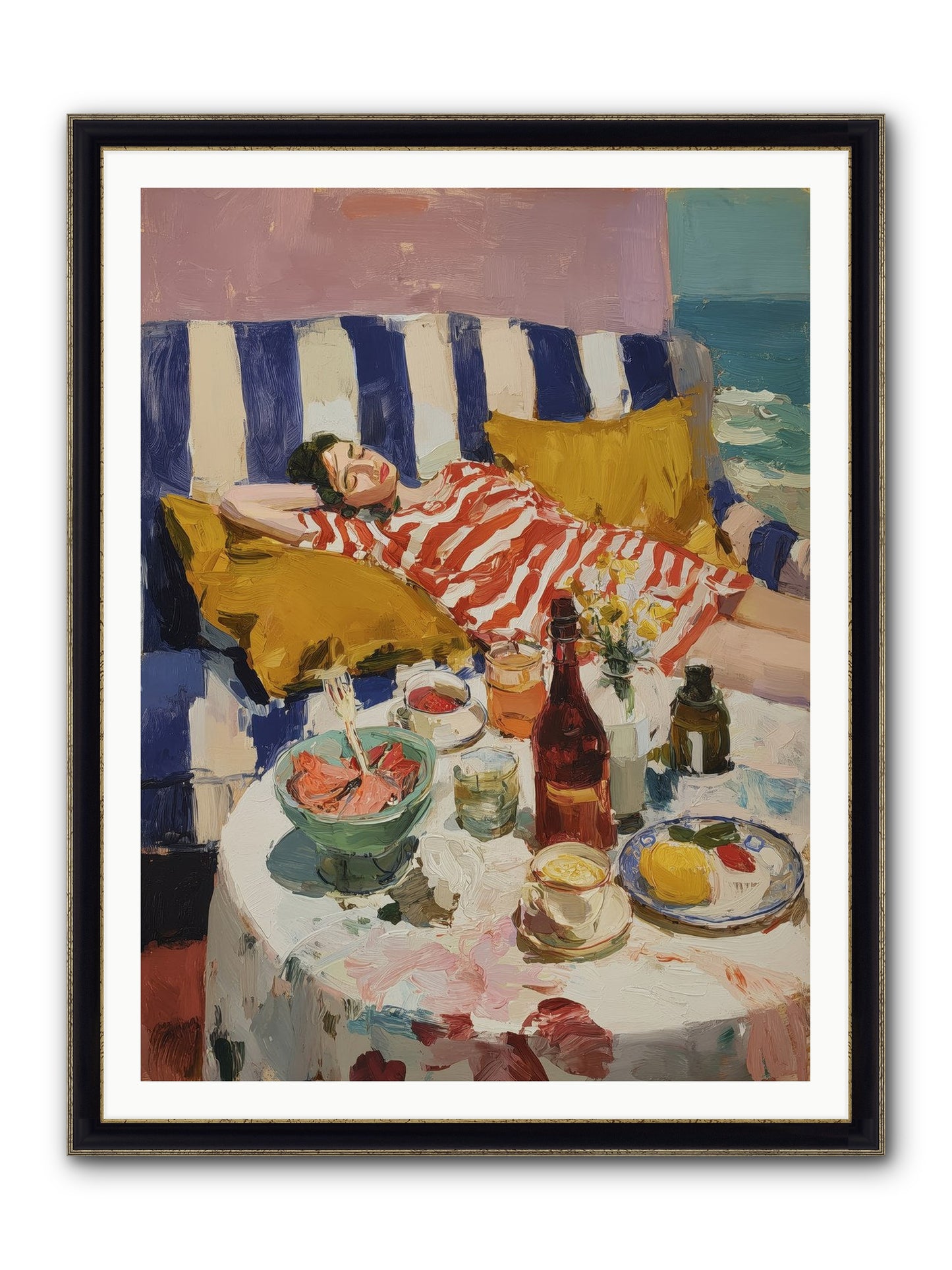 Sun-Kissed Slumber Framed Print - Black & Gold 36x48