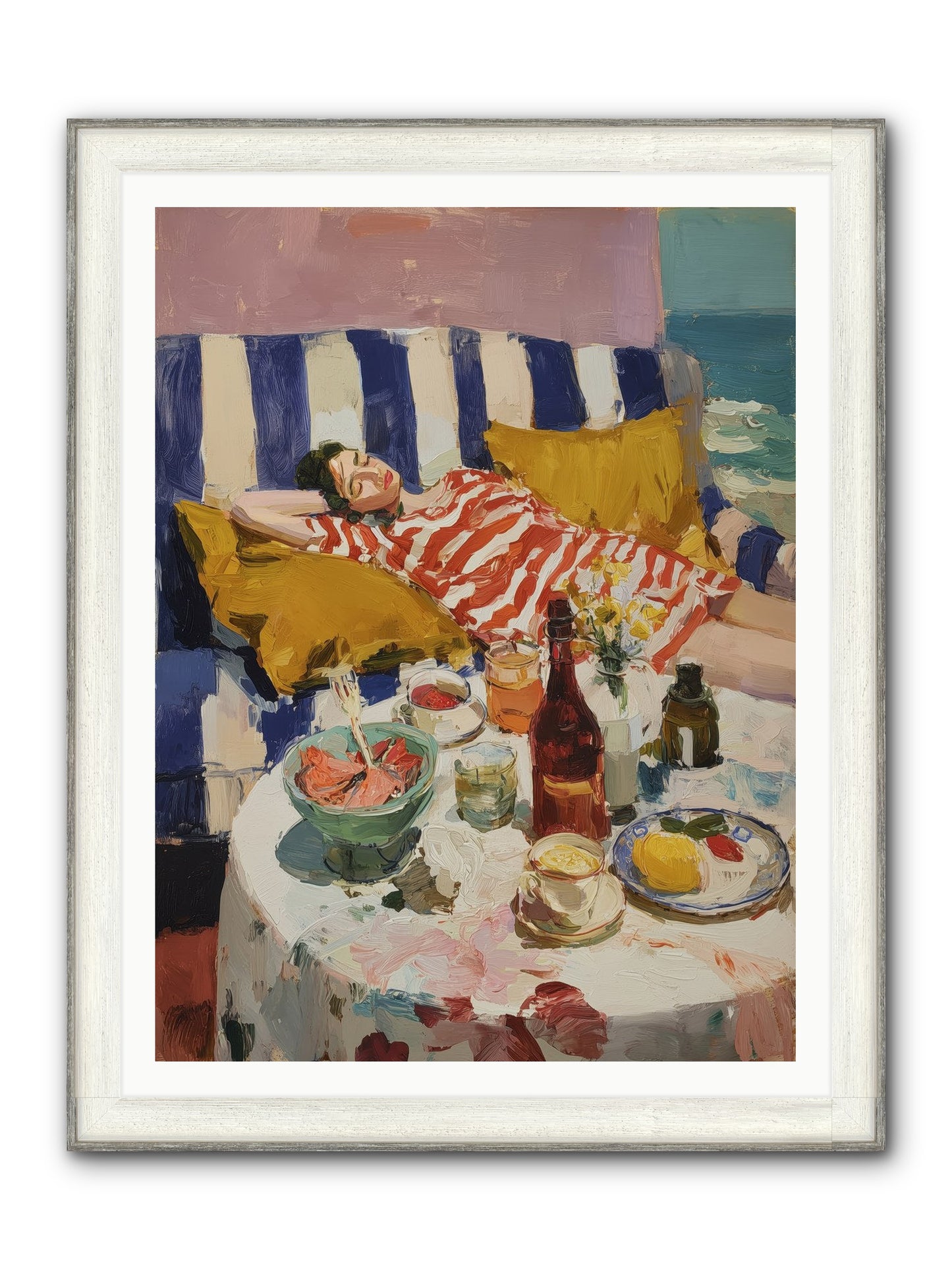 Sun-Kissed Slumber Framed Print - Driftwood White 36x48