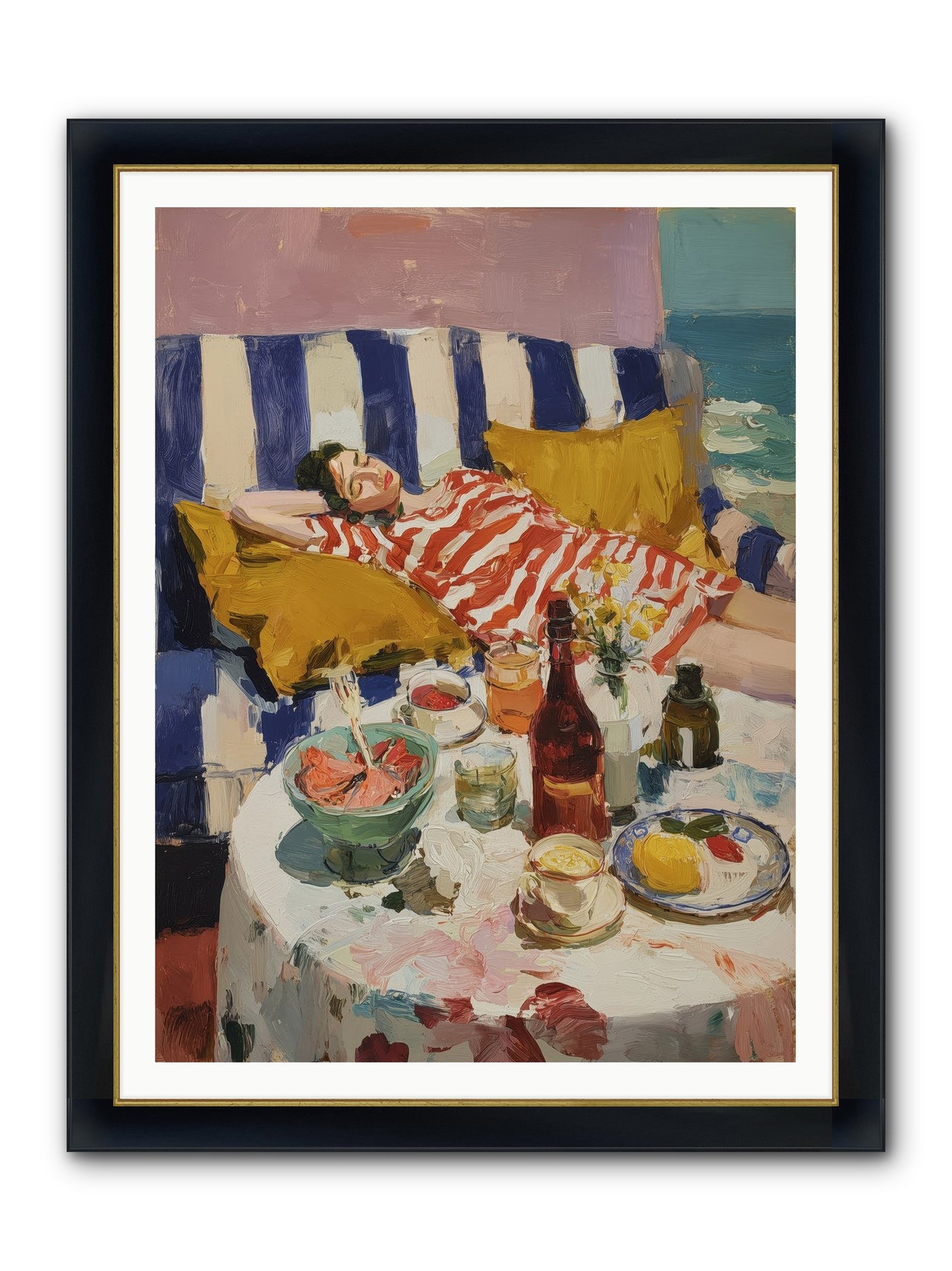 Sun-Kissed Slumber Framed Print - Wide Black w/Gold 36x48