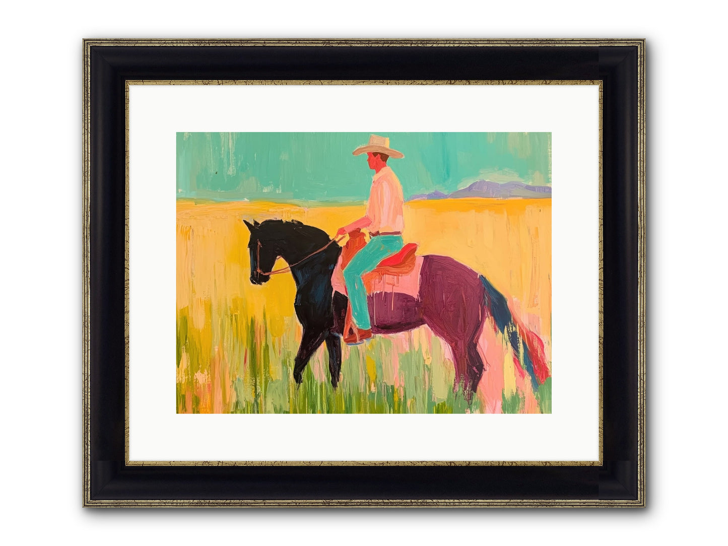 Sun-Touched Journey Framed Print - Black & Gold 16x12