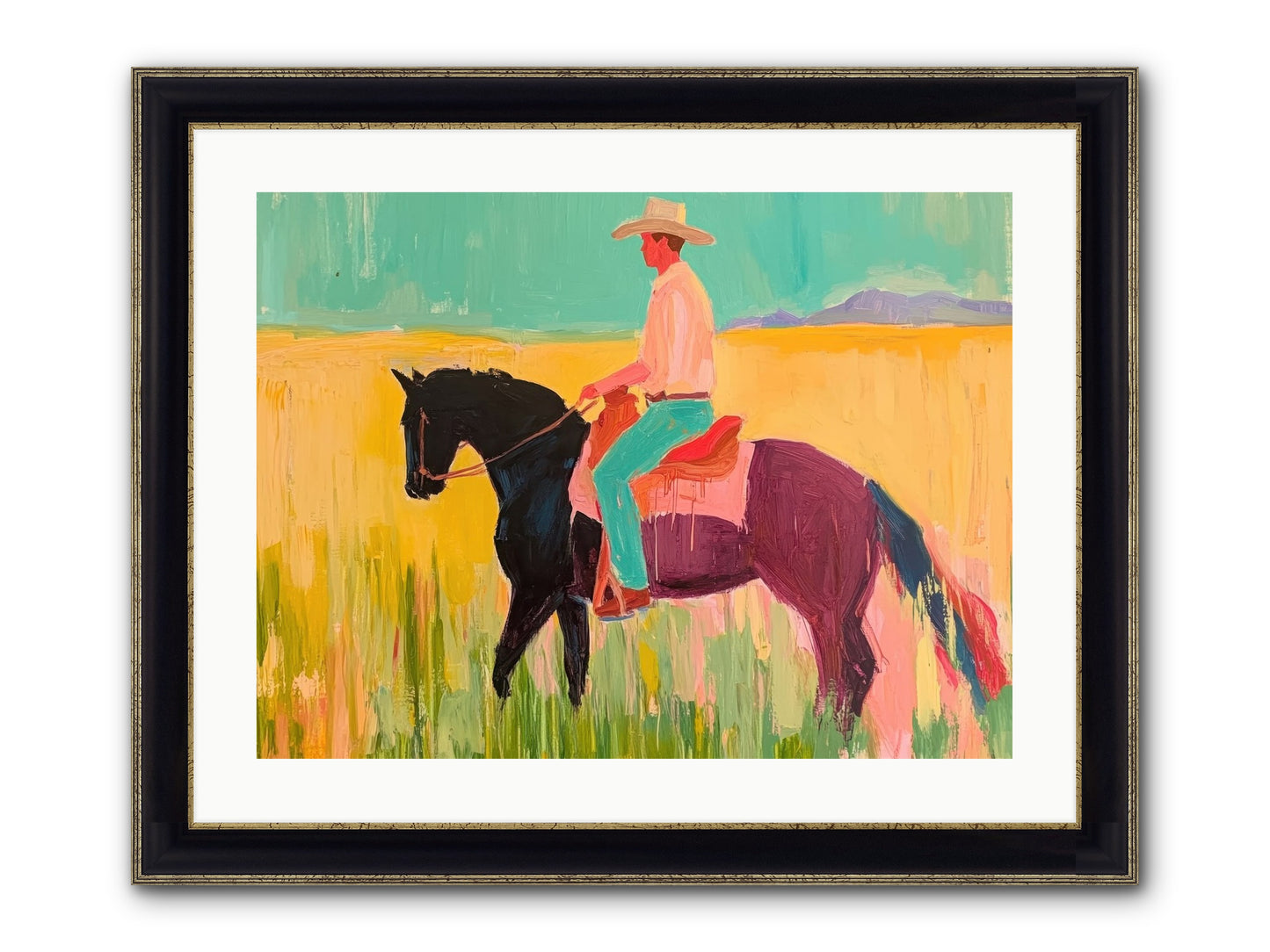Sun-Touched Journey Framed Print - Black & Gold 24x18