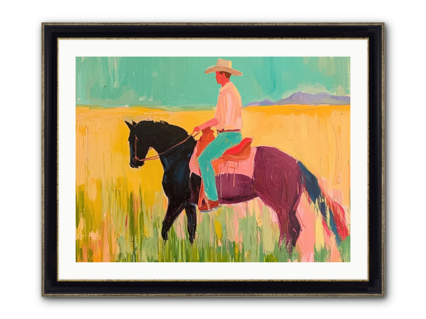 Sun-Touched Journey Framed Print - Black & Gold 32x24