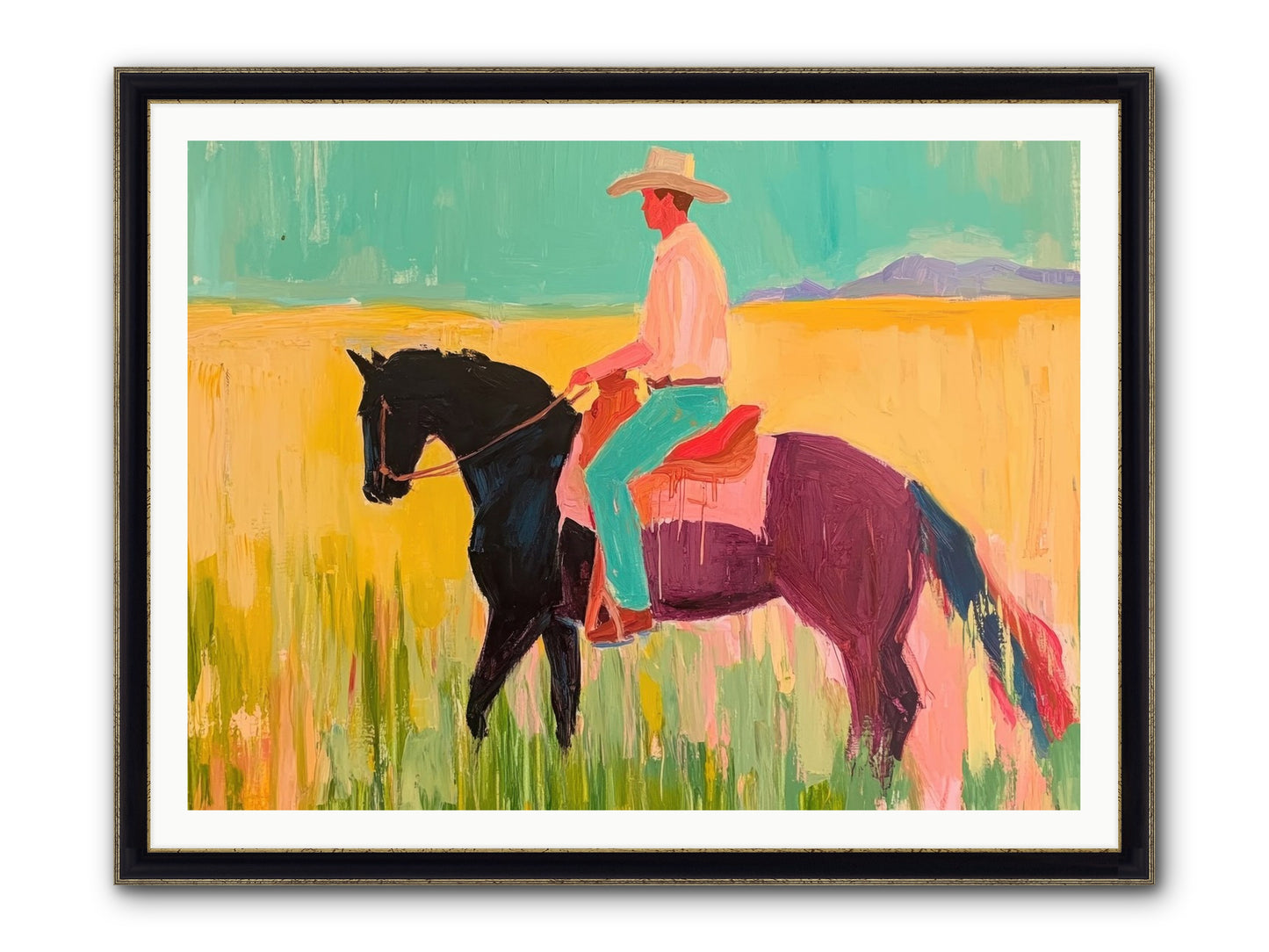 Sun-Touched Journey Framed Print - Black & Gold 48x36