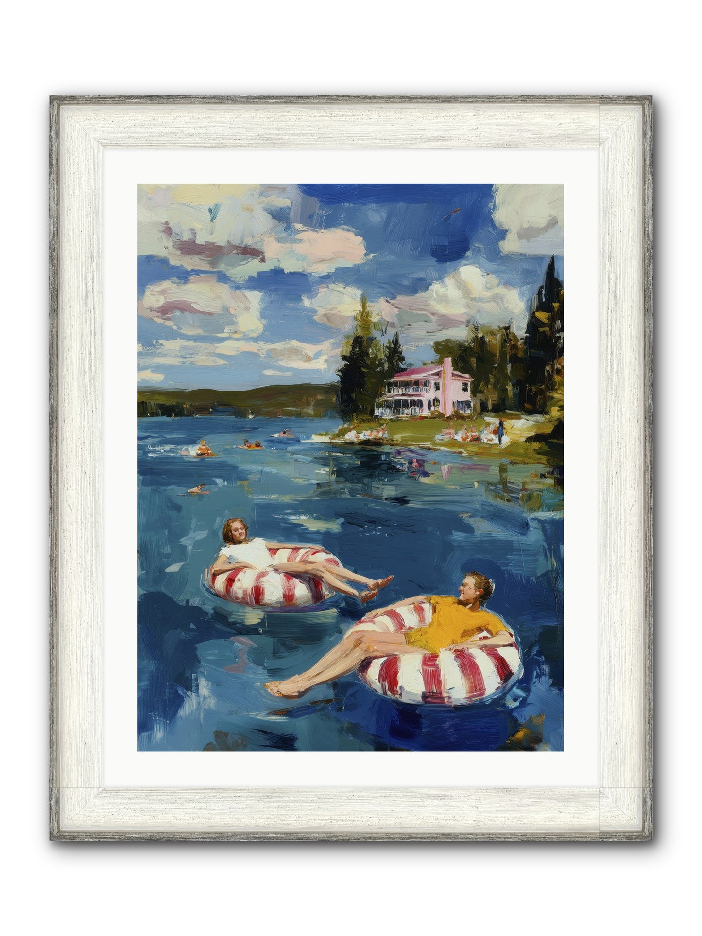 Sunburn & Laughter Framed Print - Driftwood White 24x32