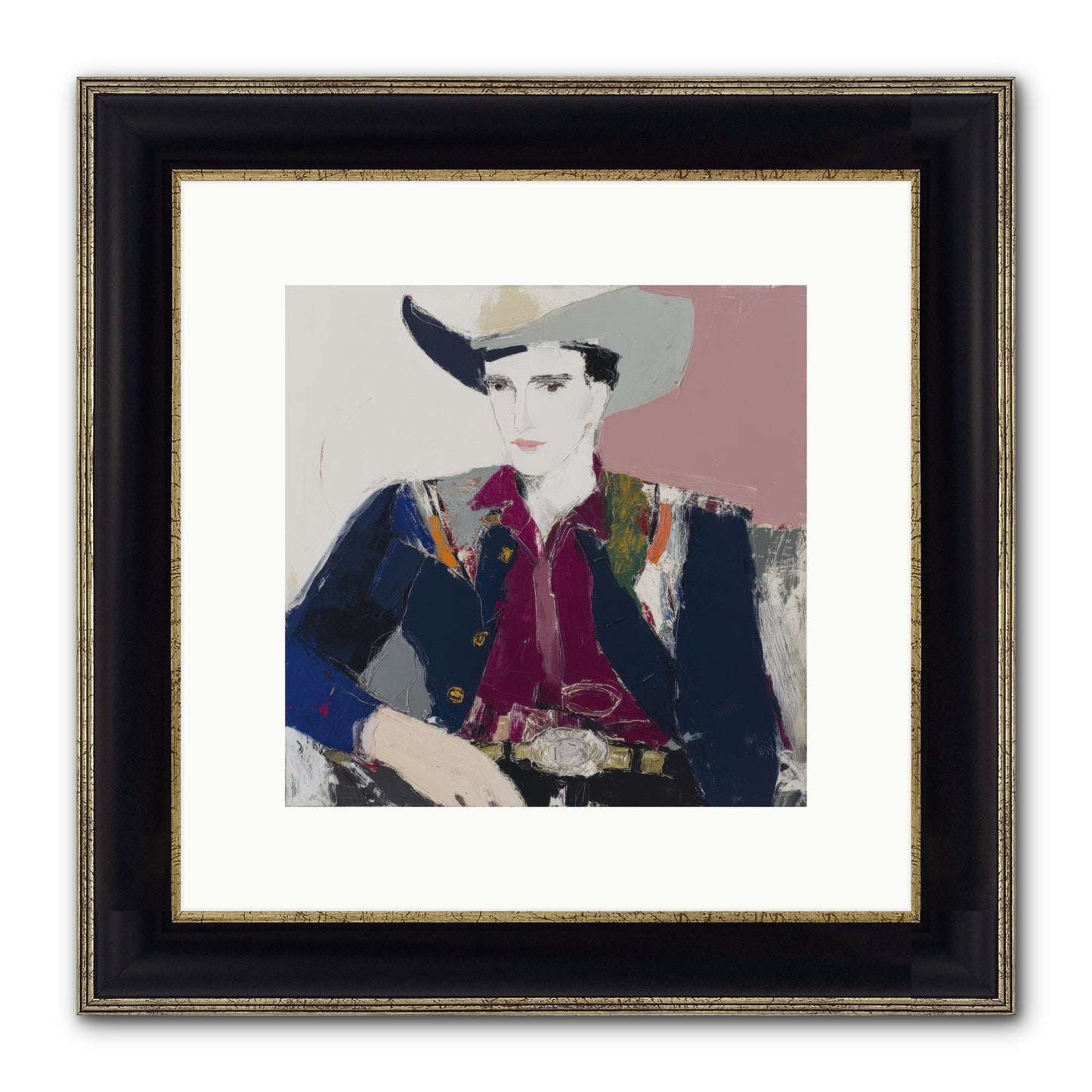 Sunday Rodeo Framed Print - Black & Gold 10x10