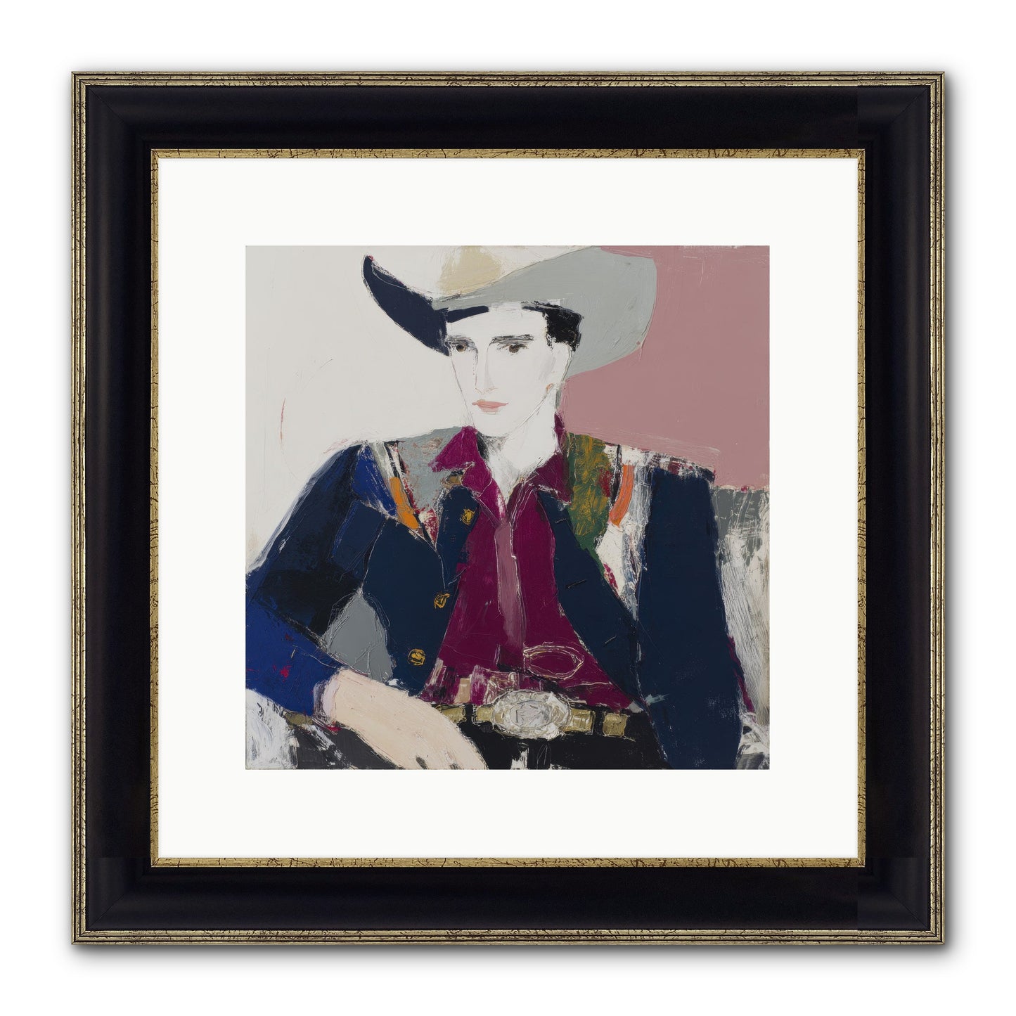 Sunday Rodeo Framed Print - Black & Gold 12x12
