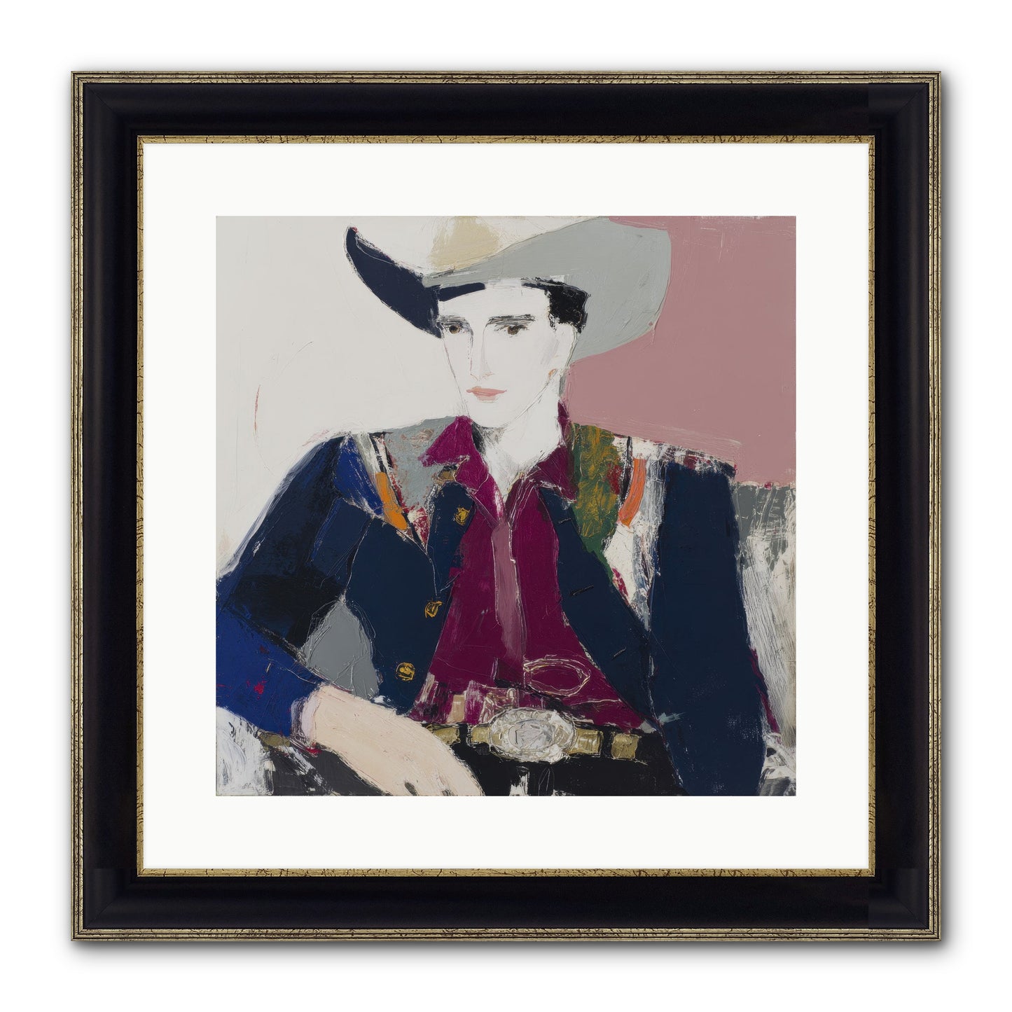 Sunday Rodeo Framed Print - Black & Gold 16x16