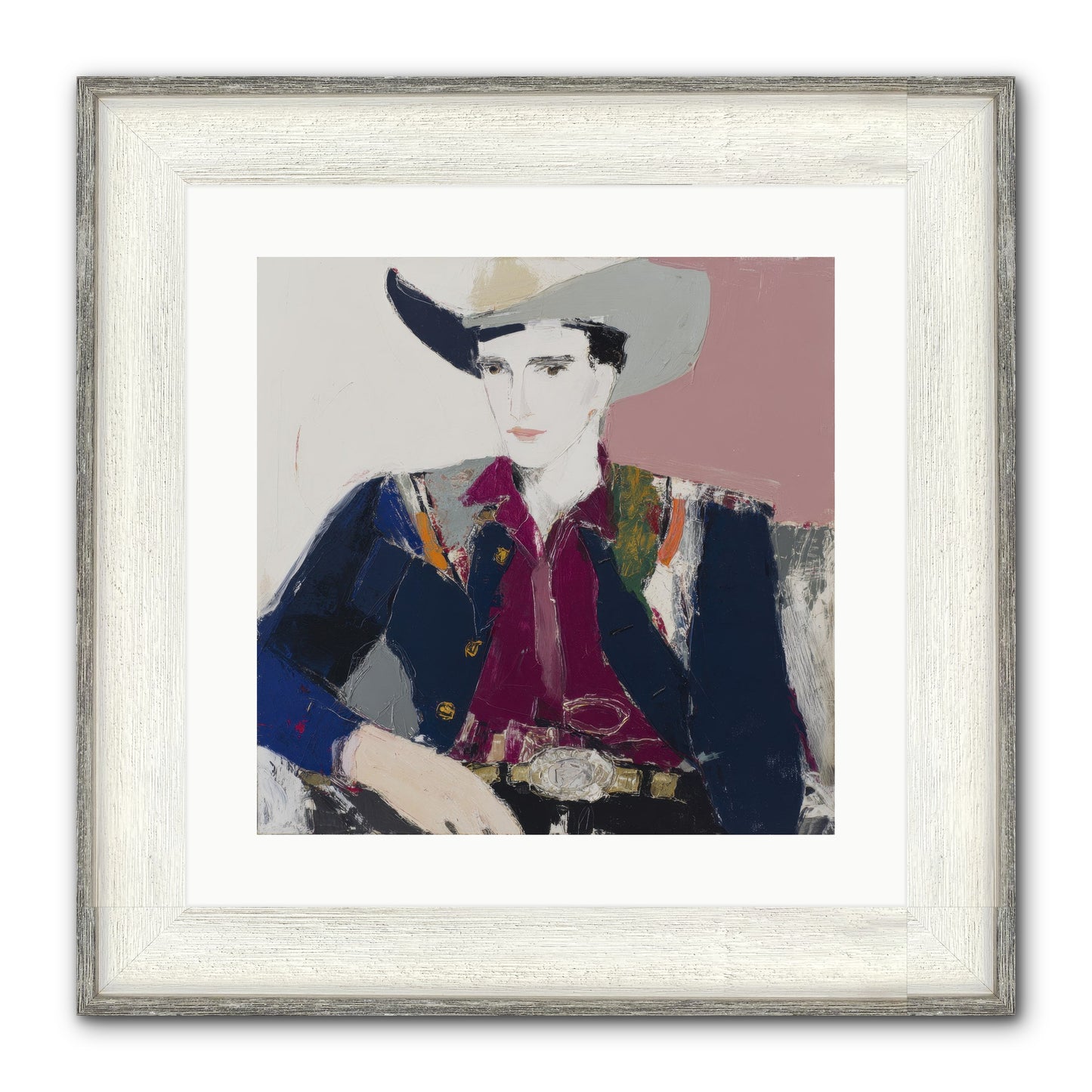 Sunday Rodeo Framed Print - Driftwood White 16x16