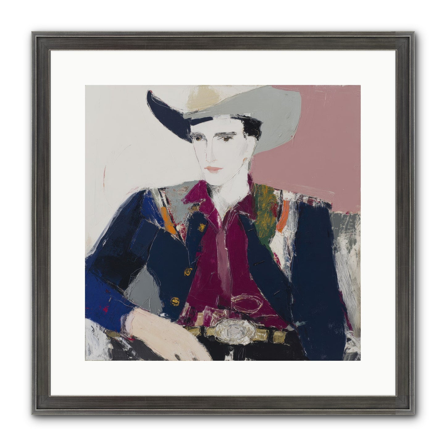 Sunday Rodeo Framed Print - Slimwoods Black/Silver 16x16