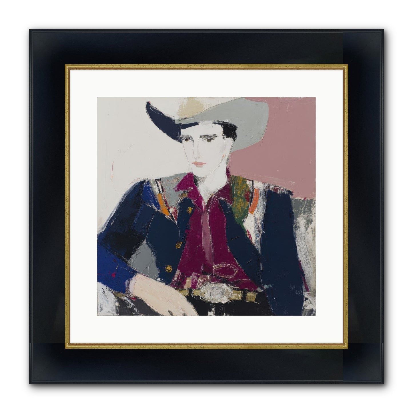 Sunday Rodeo Framed Print - Wide Black w/Gold 16x16