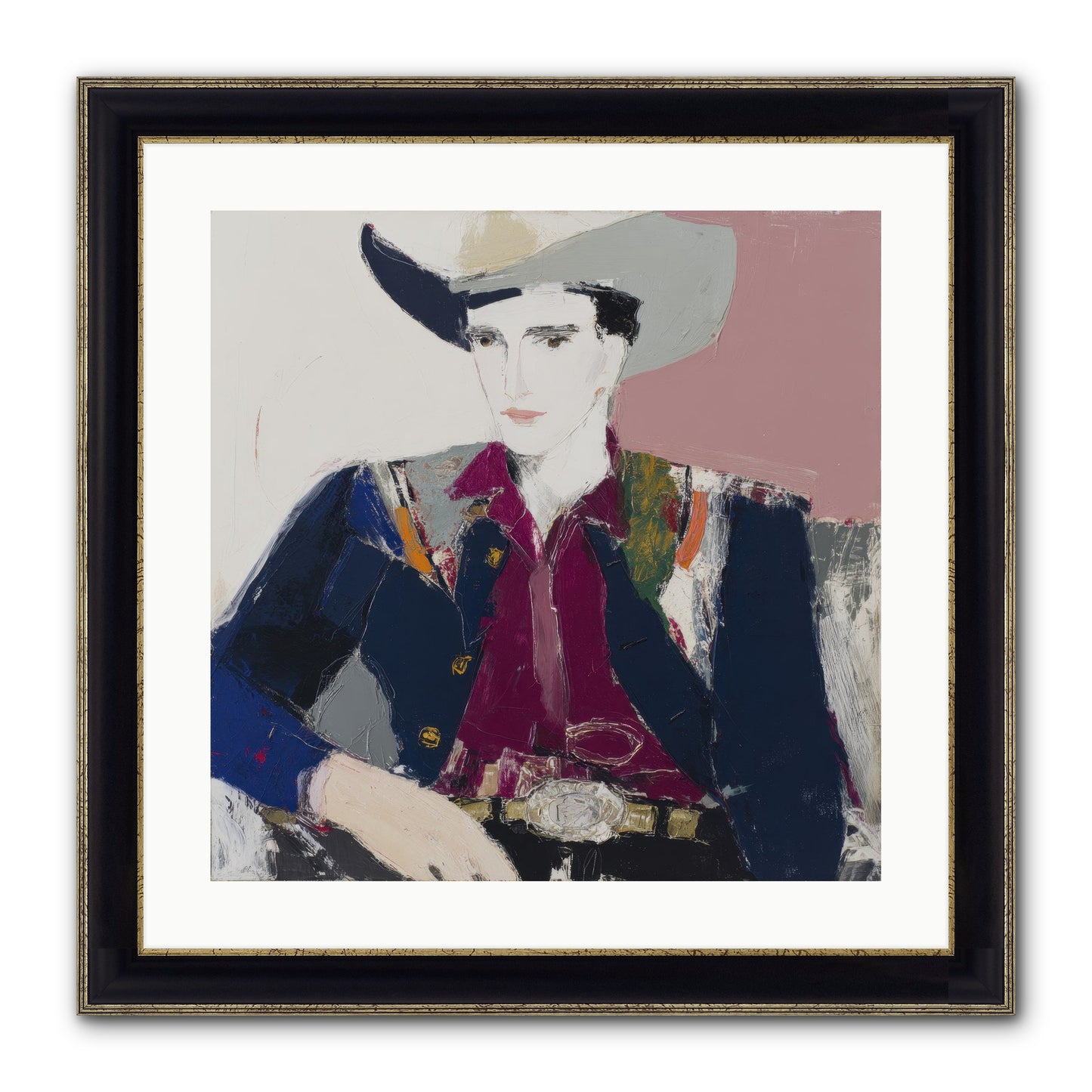 Sunday Rodeo Framed Print - Black & Gold 20x20