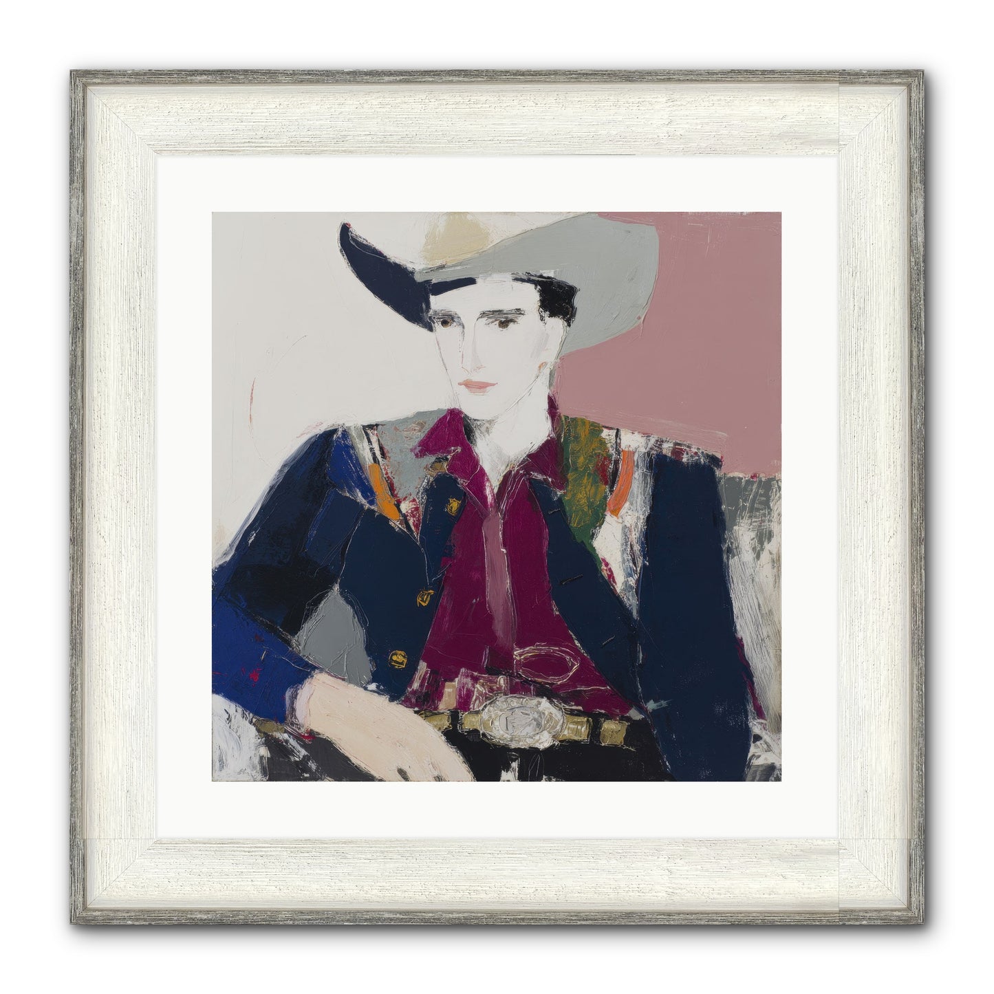 Sunday Rodeo Framed Print - Driftwood White 20x20