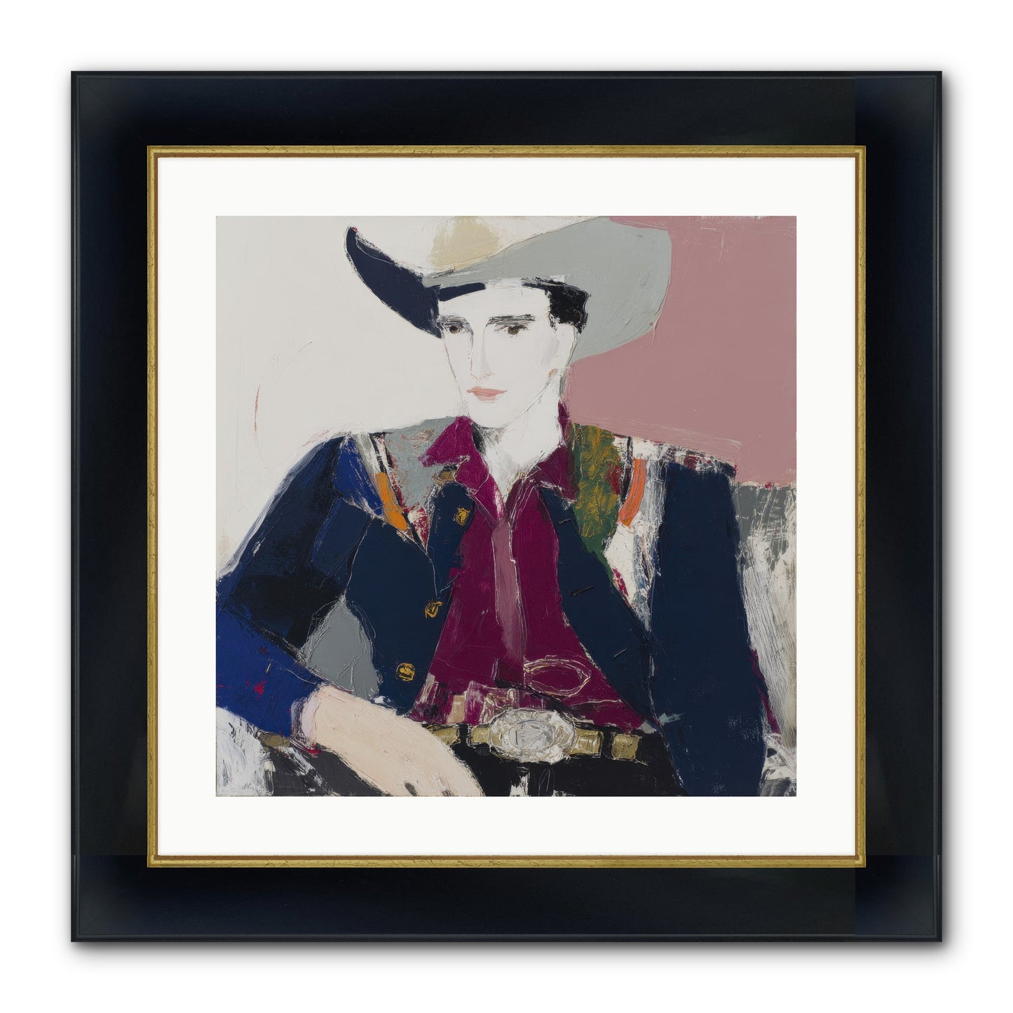 Sunday Rodeo Framed Print - Wide Black w/Gold 20x20