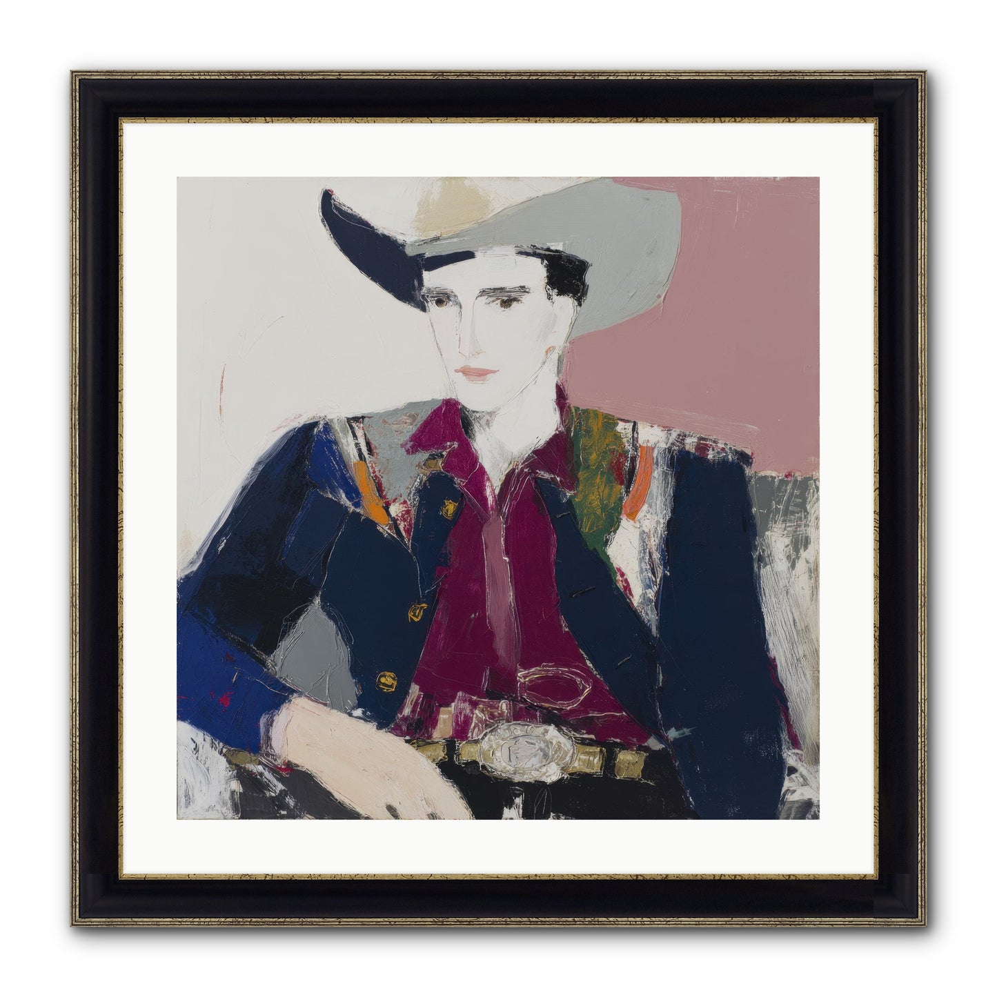 Sunday Rodeo Framed Print - Black & Gold 24x24