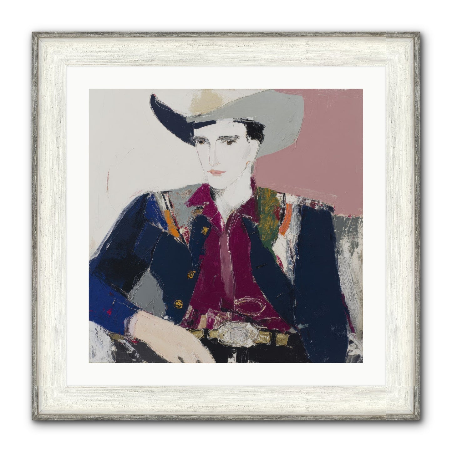Sunday Rodeo Framed Print - Driftwood White 24x24