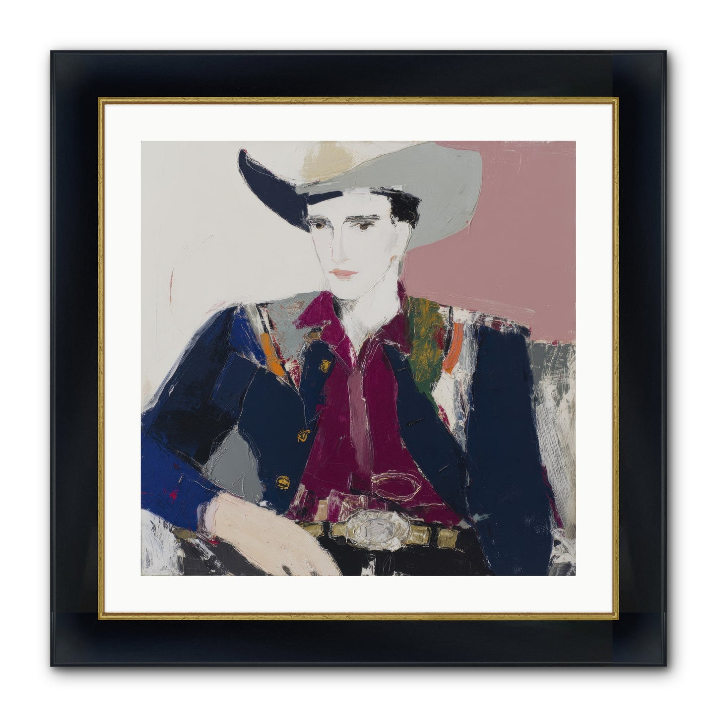 Sunday Rodeo Framed Print - Wide Black w/Gold 24x24