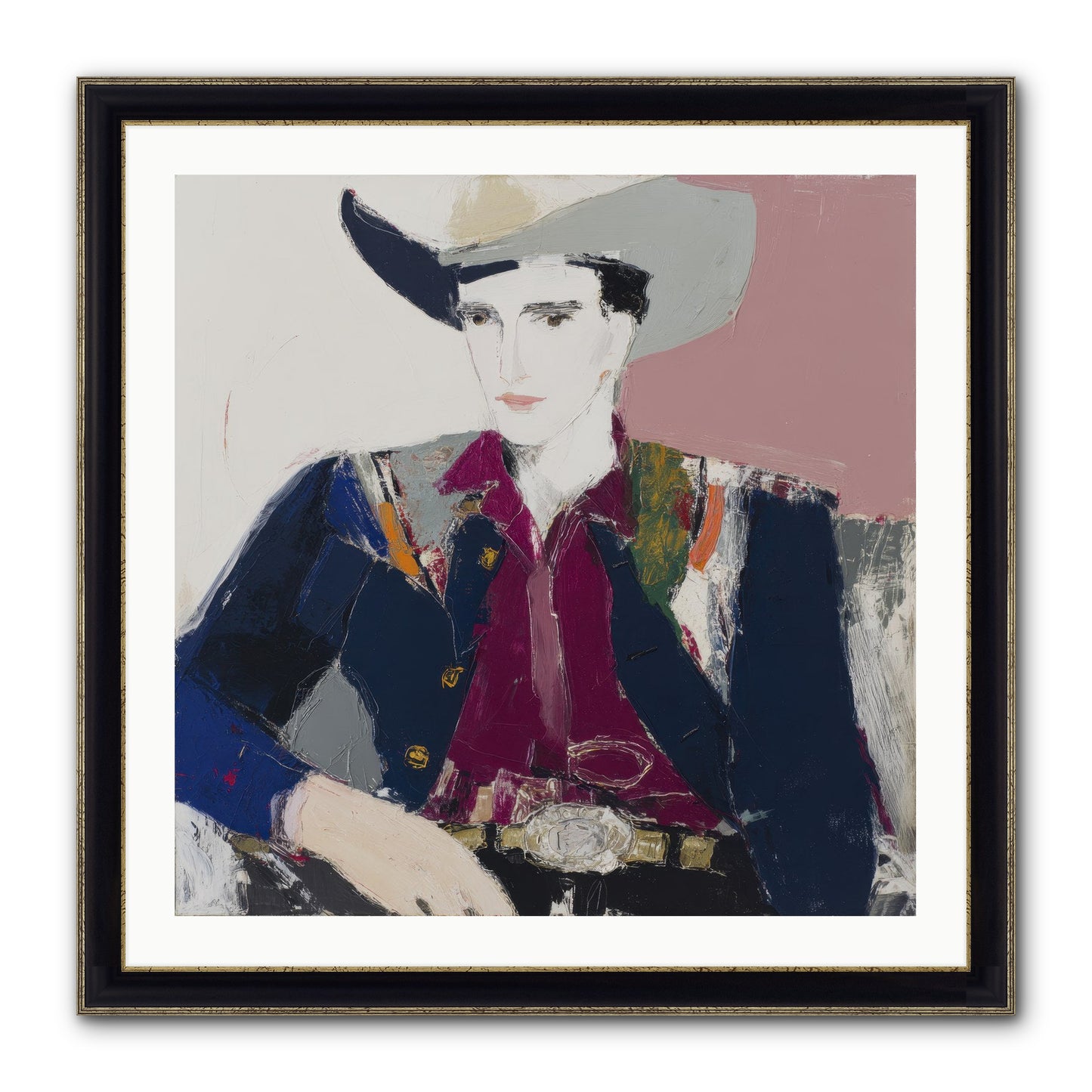 Sunday Rodeo Framed Print - Black & Gold 30x30