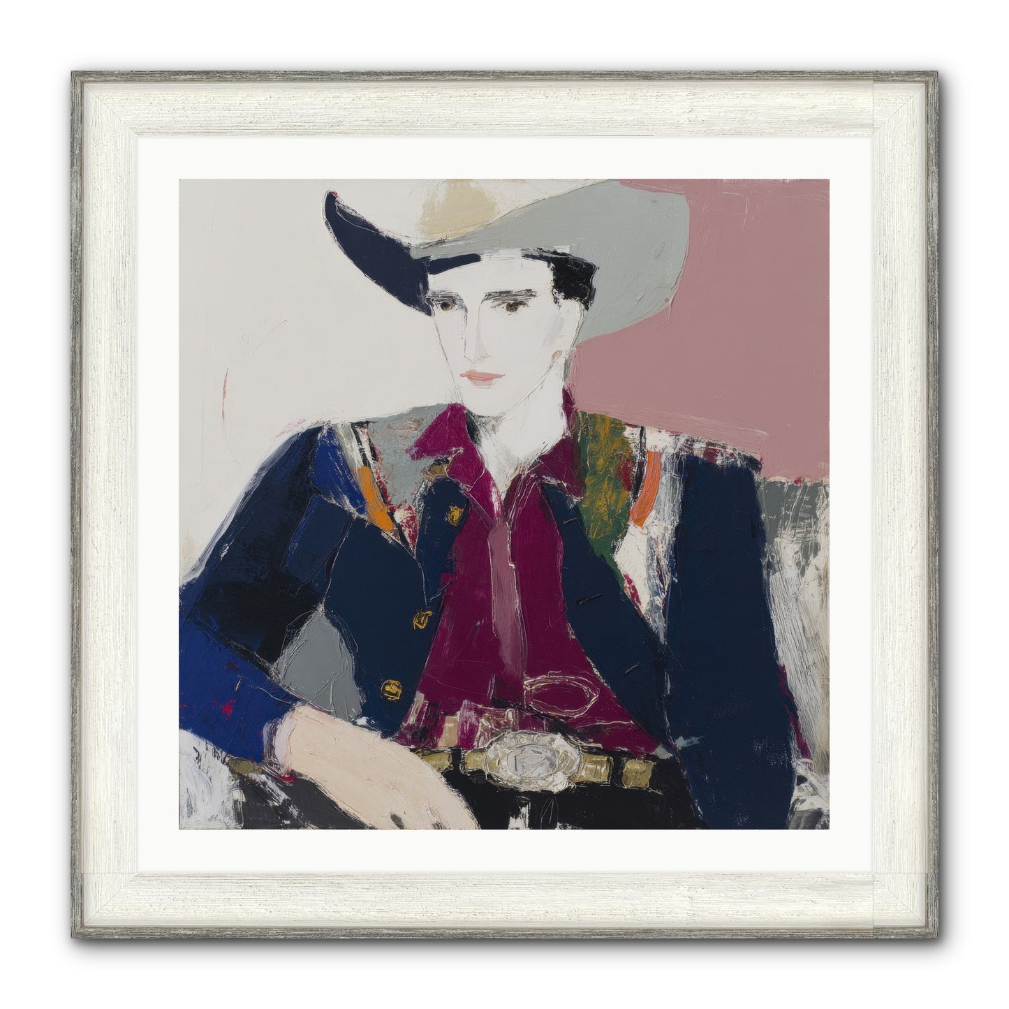 Sunday Rodeo Framed Print - Driftwood White 30x30
