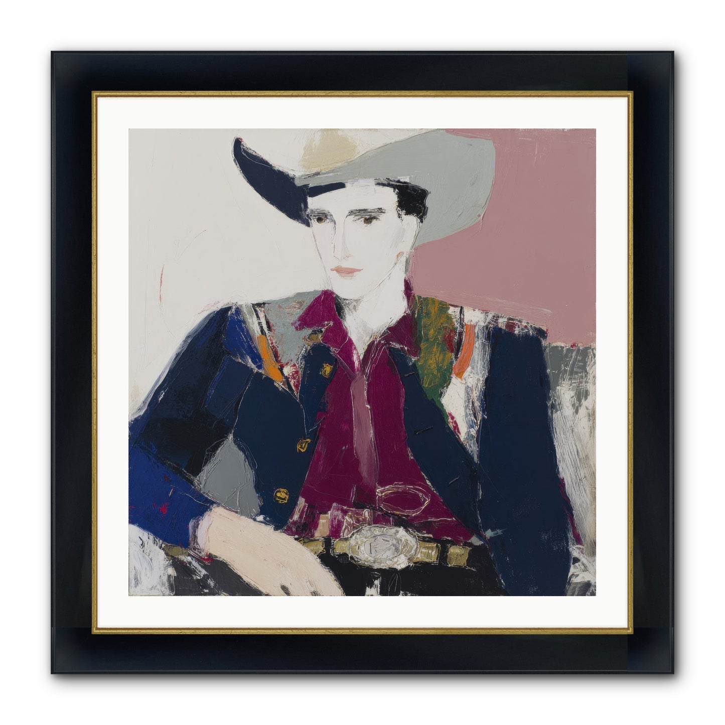 Sunday Rodeo Framed Print - Wide Black w/Gold 30x30