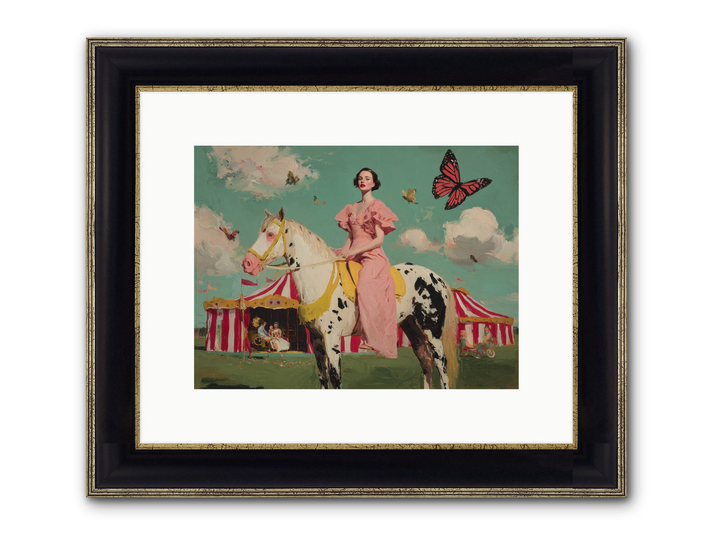 Sundown Carousel Framed Print - Black & Gold 12x9