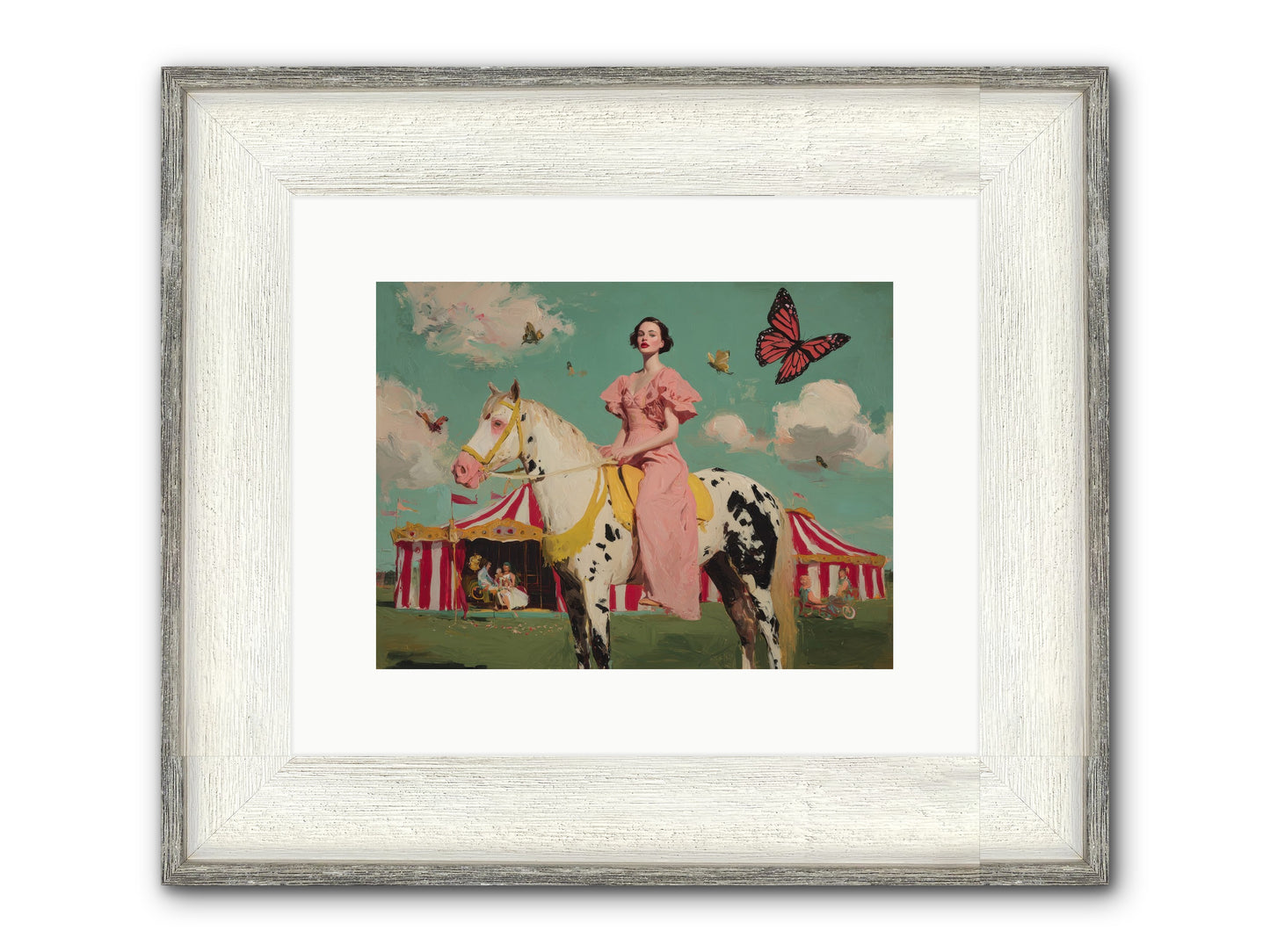 Sundown Carousel Framed Print - Driftwood White 12x9