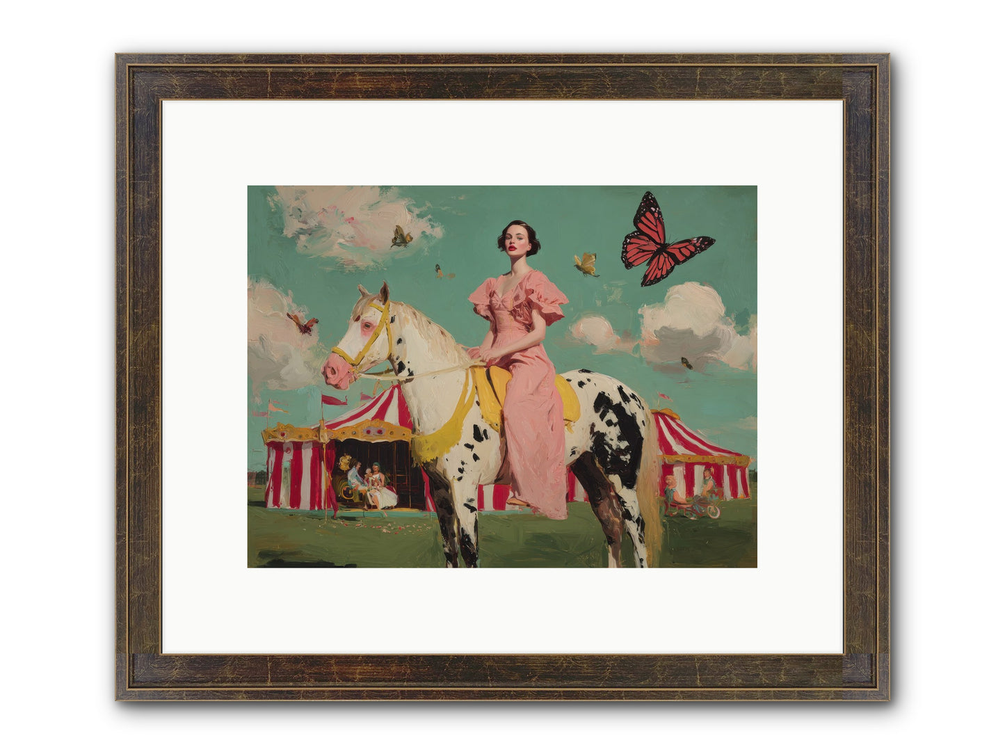 Sundown Carousel Framed Print - Slimwoods Black/Gold 12x9