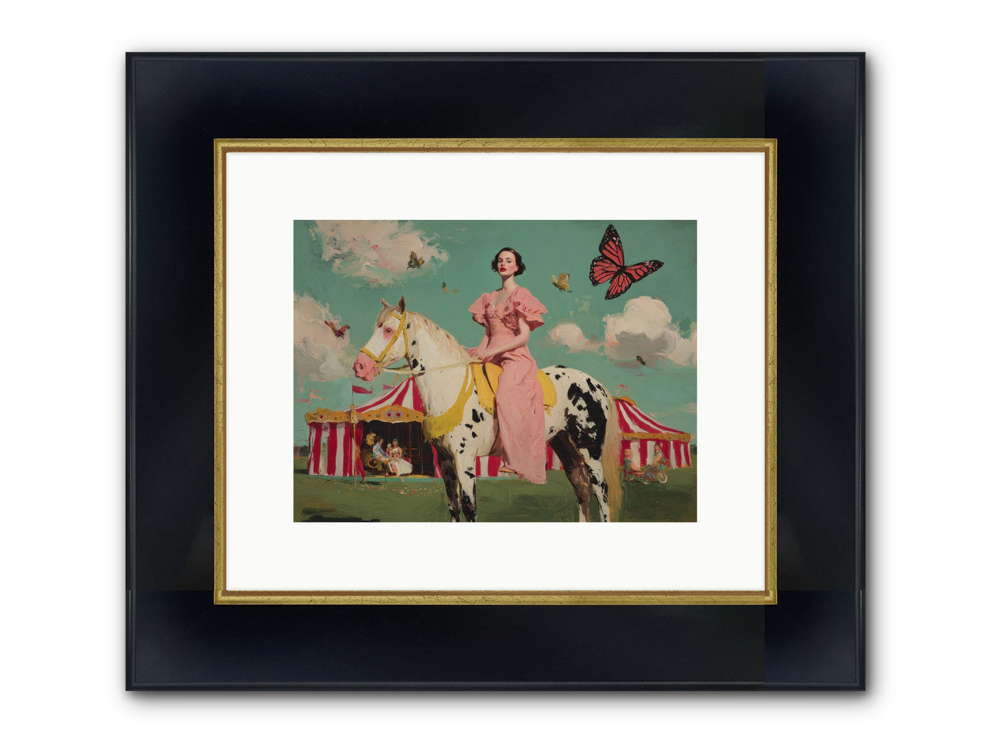 Sundown Carousel Framed Print - Wide Black w/Gold 12x9
