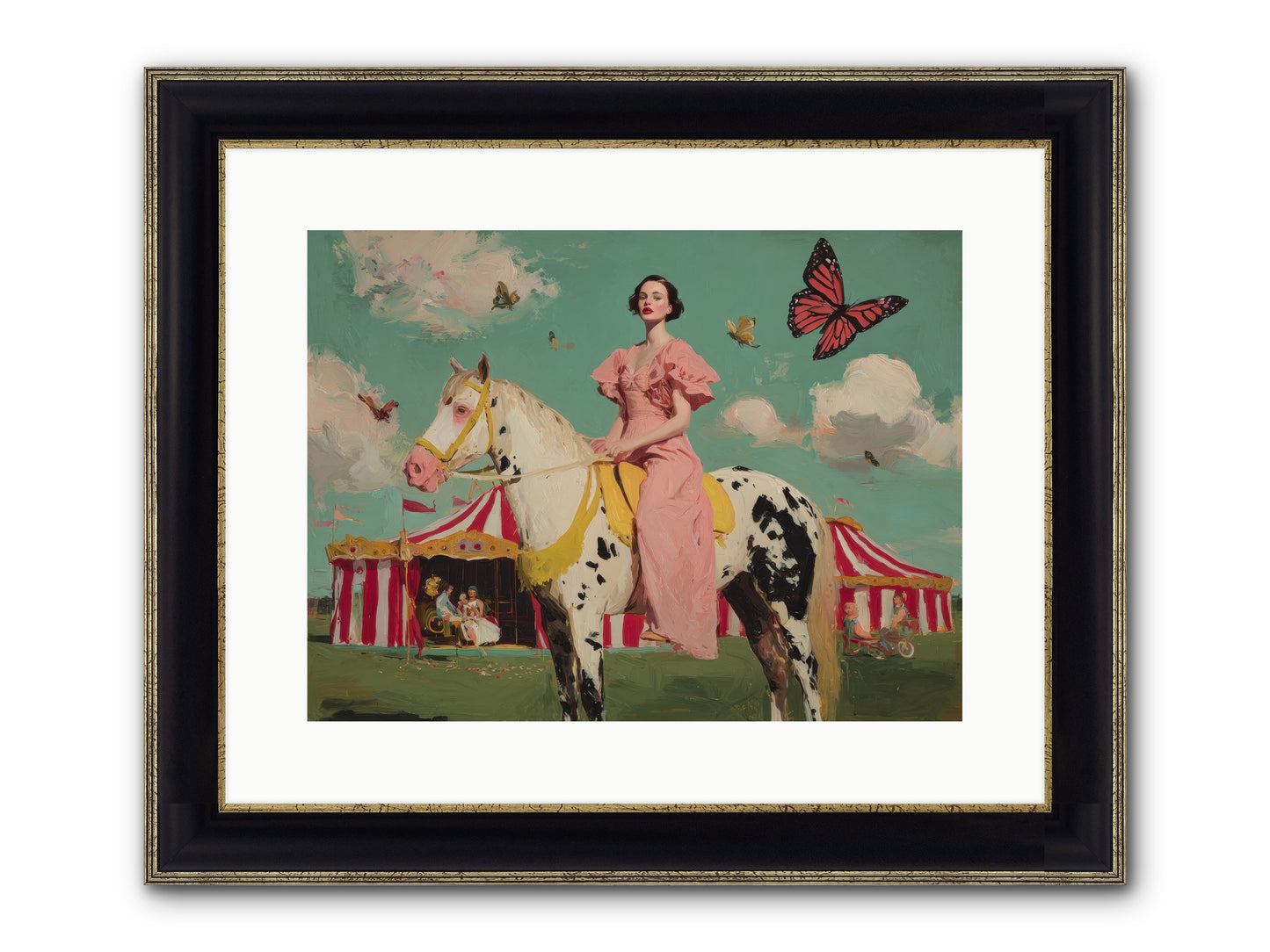 Sundown Carousel Framed Print - Black & Gold 16x12