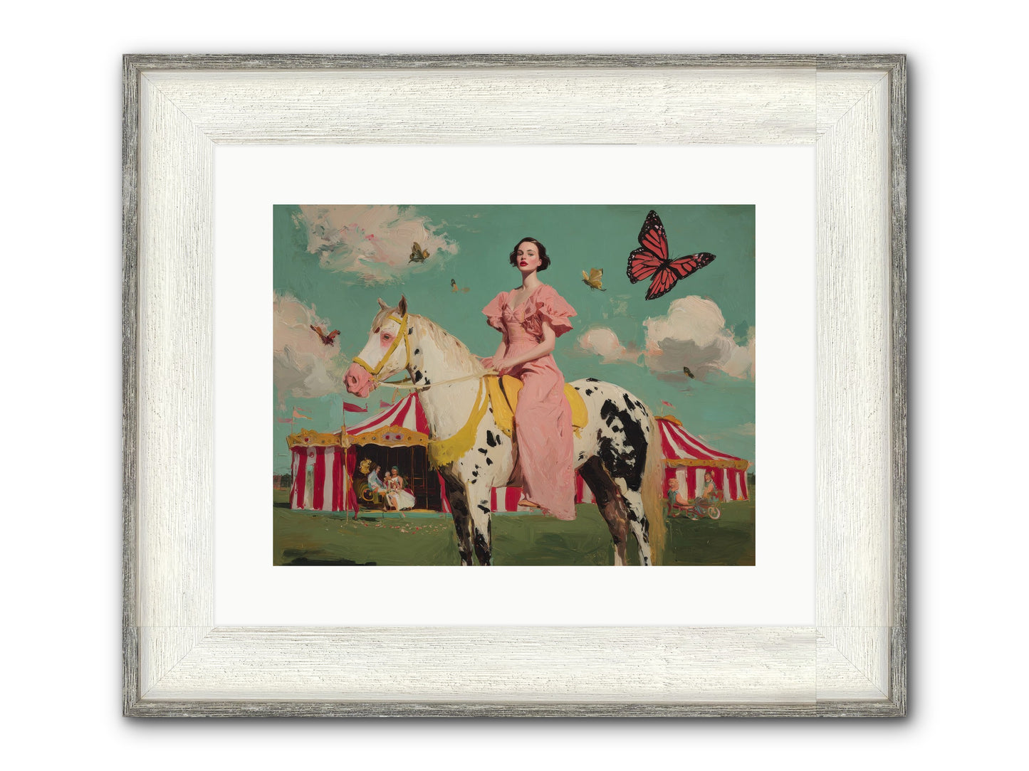 Sundown Carousel Framed Print - Driftwood White 16x12