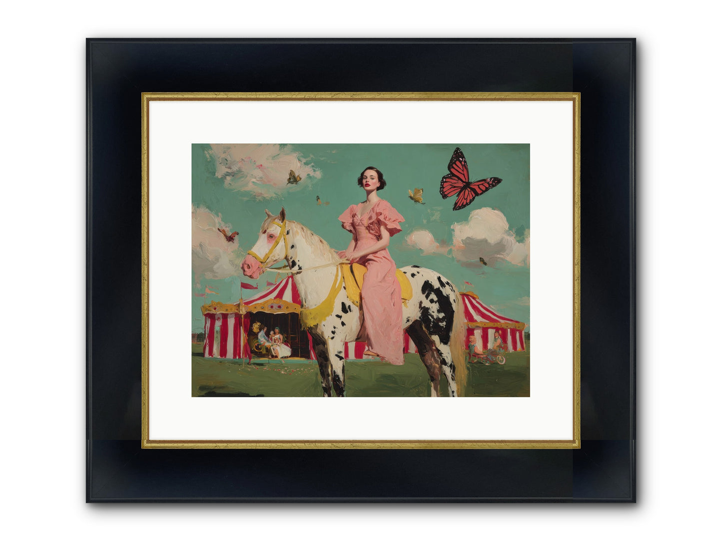Sundown Carousel Framed Print - Wide Black w/Gold 16x12