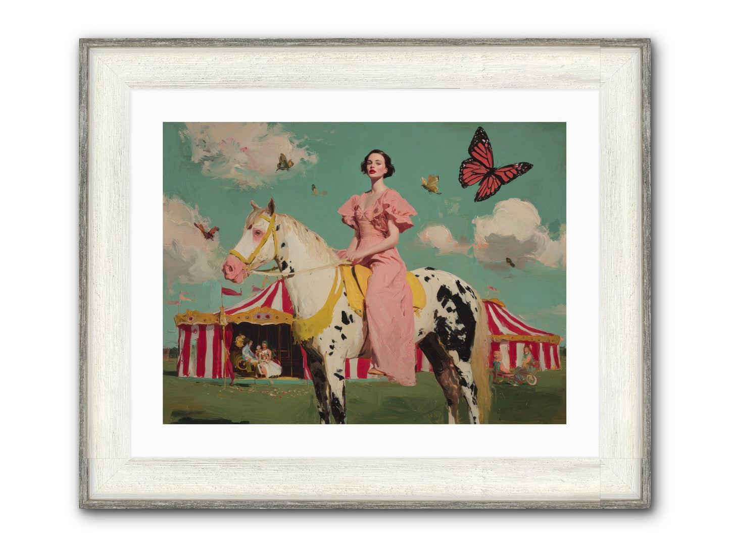 Sundown Carousel Framed Print - Driftwood White 24x18