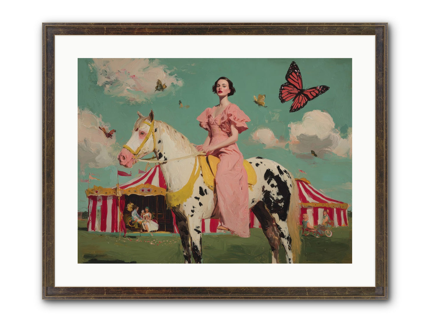 Sundown Carousel Framed Print - Slimwoods Black/Gold 24x18