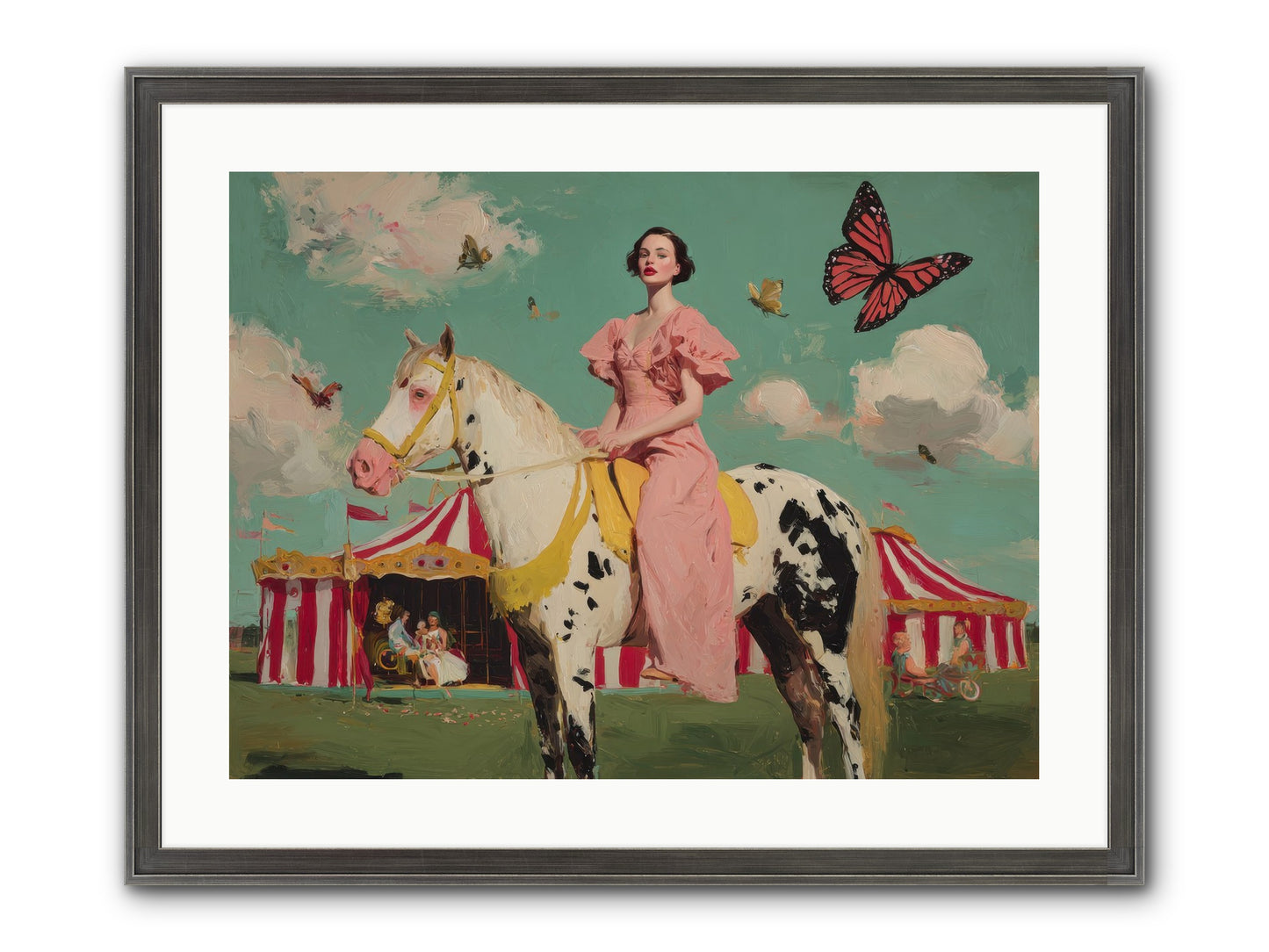 Sundown Carousel Framed Print - Slimwoods Black/Silver 24x18