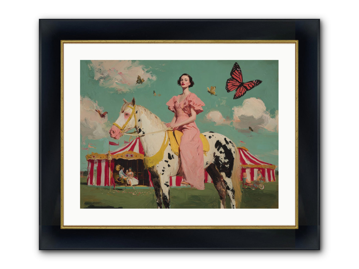 Sundown Carousel Framed Print - Wide Black w/Gold 24x18