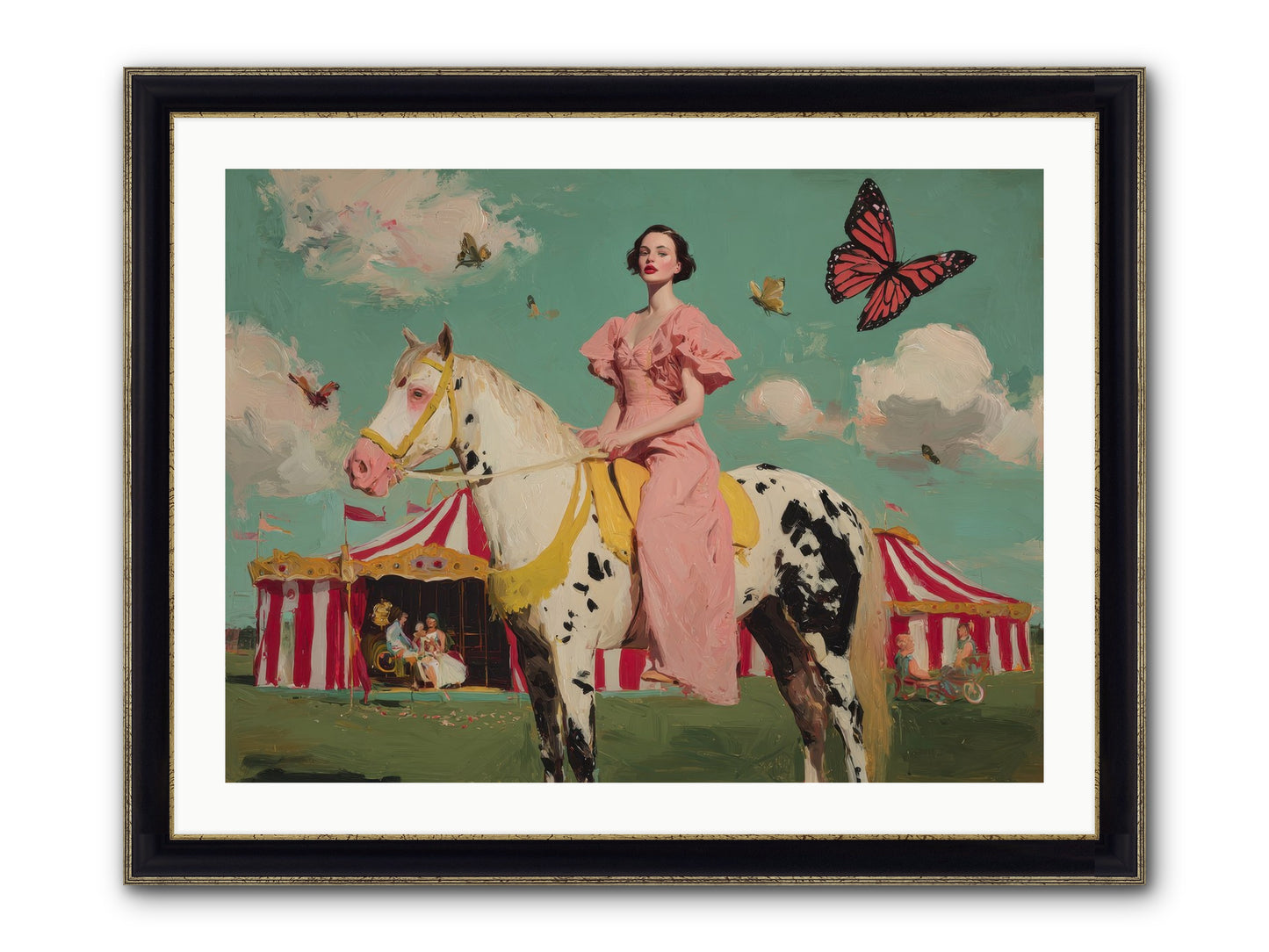Sundown Carousel Framed Print - Black & Gold 32x24