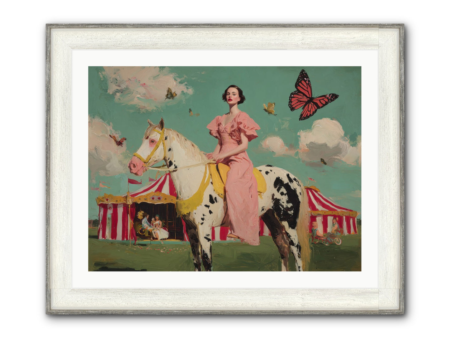 Sundown Carousel Framed Print - Driftwood White 32x24