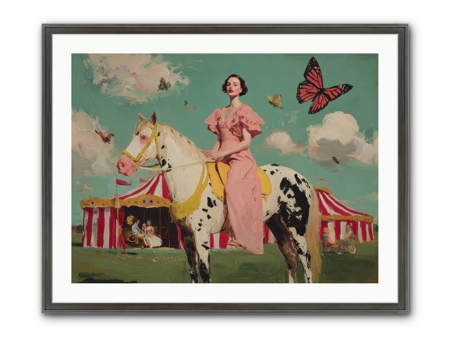 Sundown Carousel Framed Print - Slimwoods Black/Silver 32x24