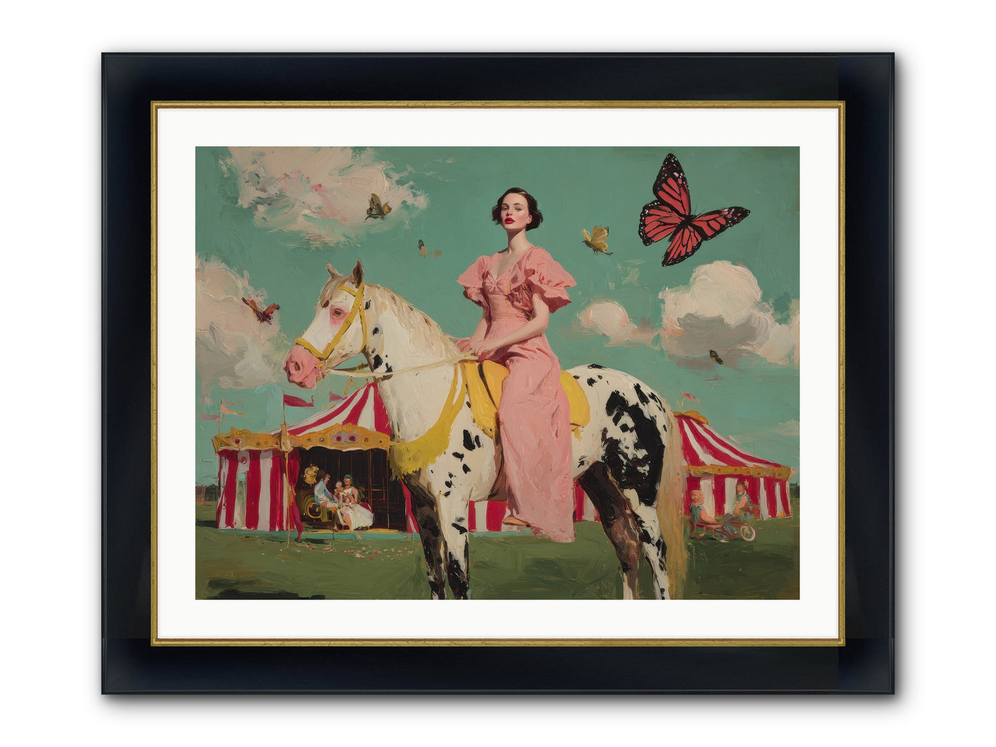 Sundown Carousel Framed Print - Wide Black w/Gold 32x24