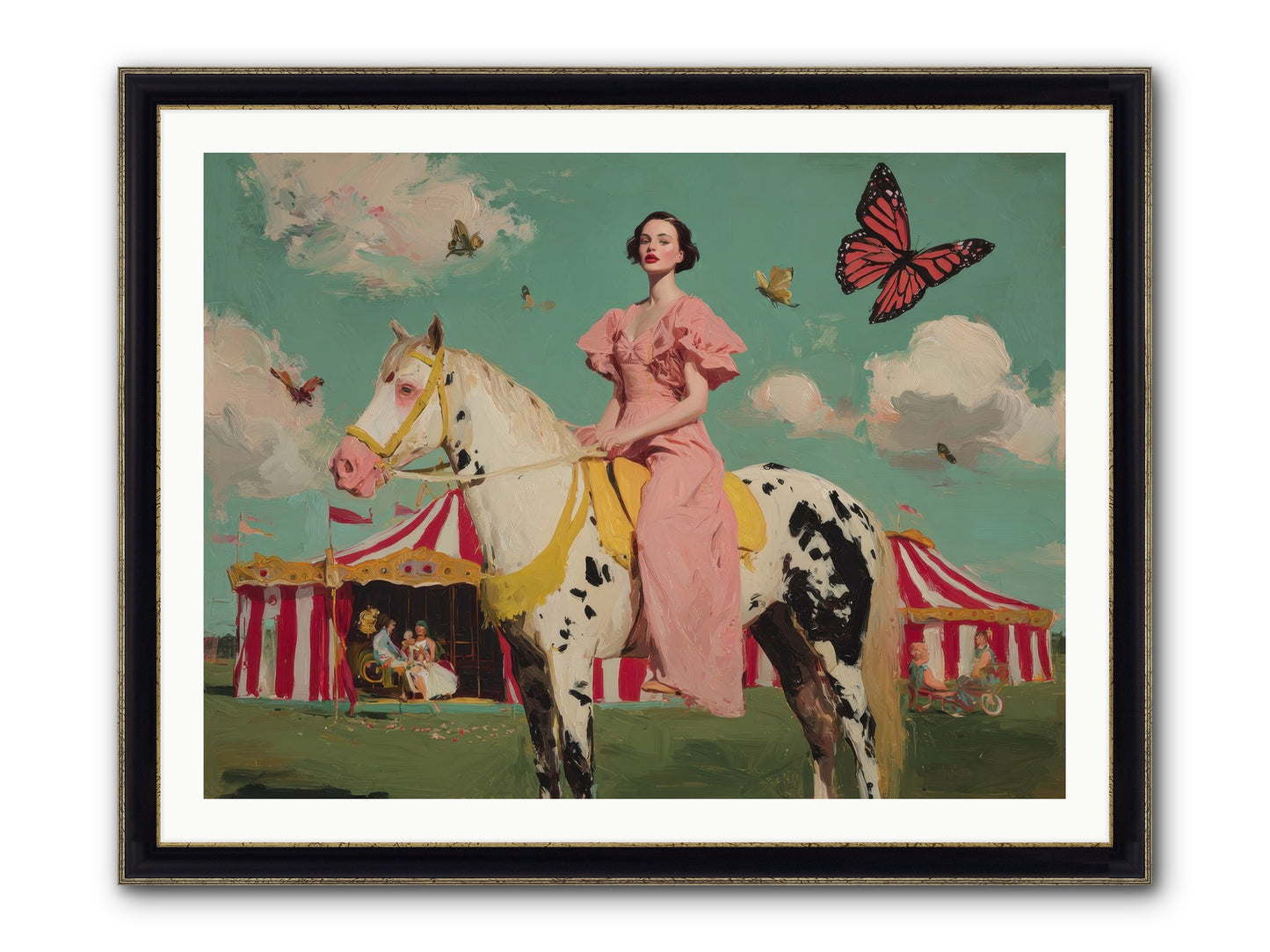 Sundown Carousel Framed Print - Black & Gold 40x30